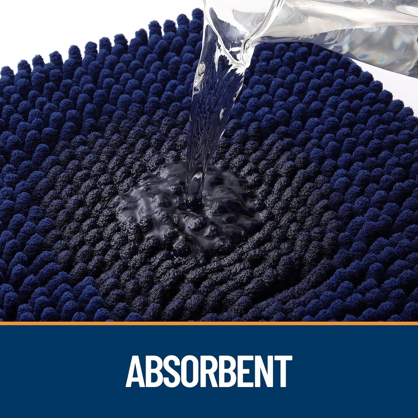 OLANLY Door Mat for Muddy Dog Paws 47x32, Ultra Absorbent Chenille Mud Doormat with Paw Print Design, Non-Slip Washable Doormat for Indoor Entryway, Quick-Dry Pet Bed Mats for Dirty Dogs, Navy Blue