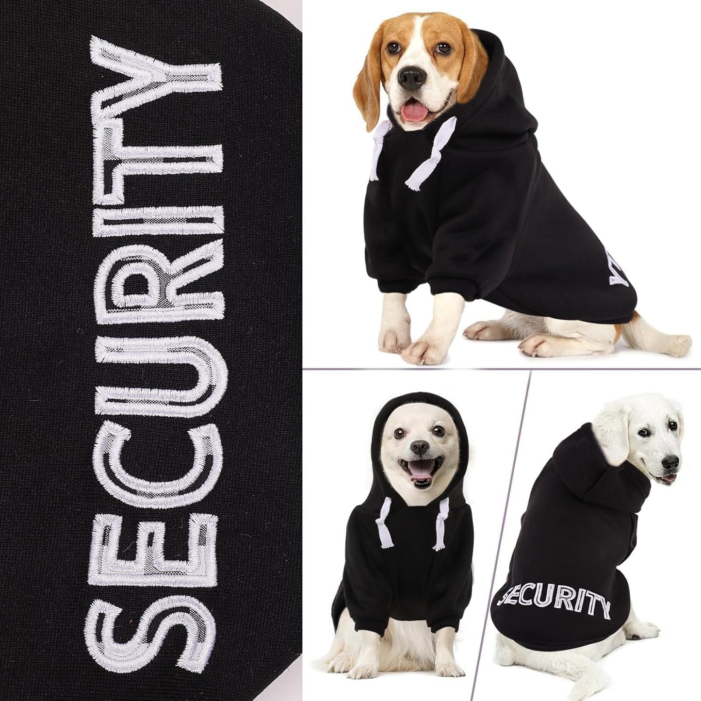 SAWMONG Dog Hoodie,Flannel Pet Hooded Sweater with Hat Puppy Pullover Sweater Shirt,Dog (Security Black,M)