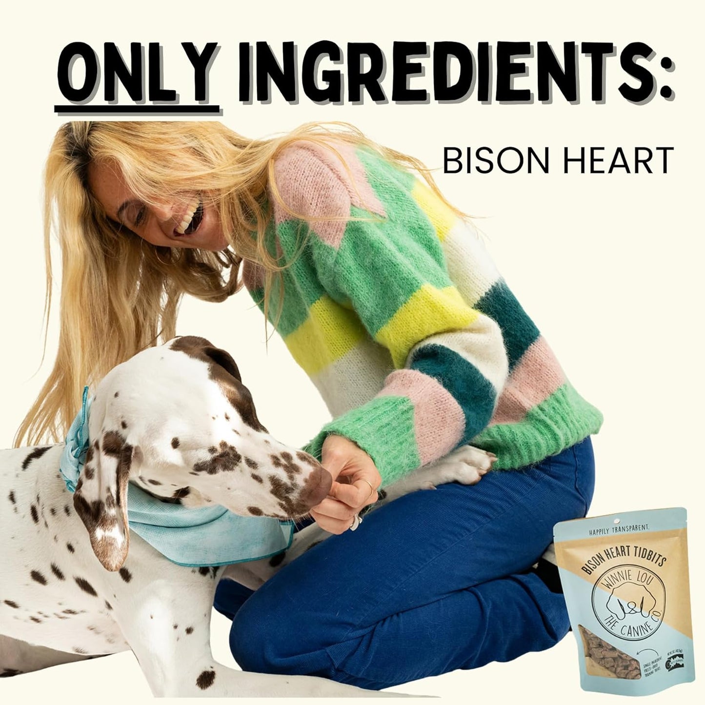 Winnie Lou The Canine Co. Freeze Dried Bison Heart Tidbits - Single Ingredient, Human-Grade, No Artificial Flavors or Fillers, Perfect for Training (Pack of 1)