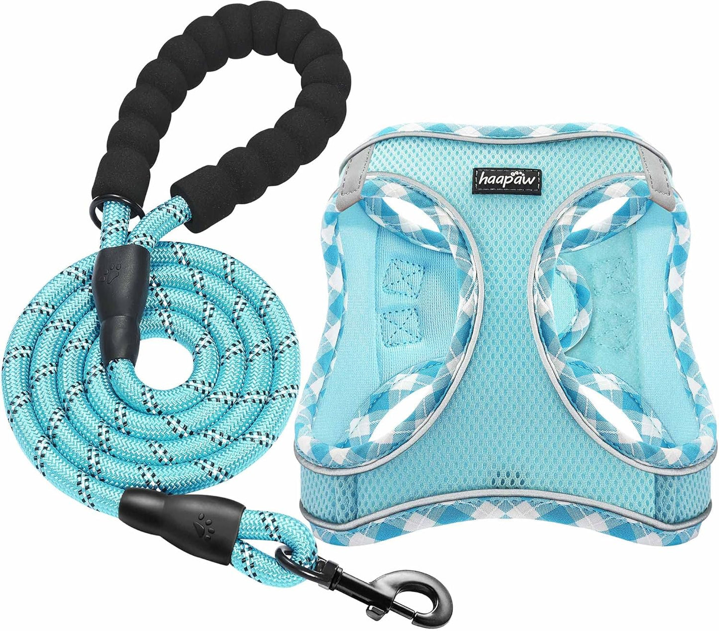 haapaw Dog Harness with Leash Set, No Pull Adjustable Reflective Step-in Puppy Harness with Thickened Padded Vest for Extra-Small/Small Medium Dogs