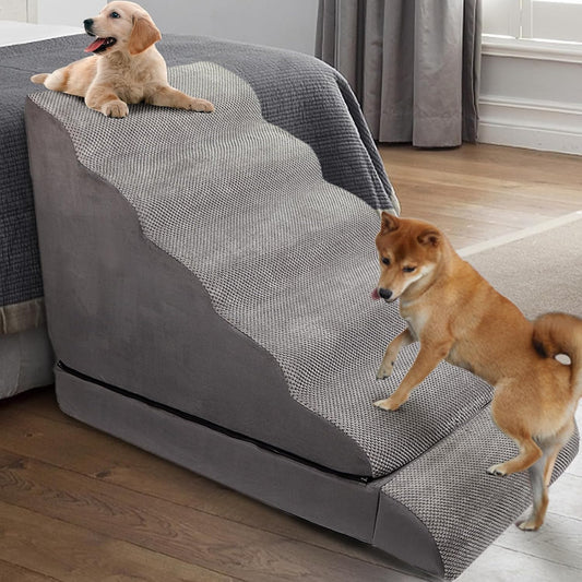 Soft Dog Stairs & Steps for High Beds 28 Inches High Tall, LitaiL Pet Stairs/Steps for High Beds for Small Large Dogs, Non-Slip Dog Ramps for Bed, for Older Cats
