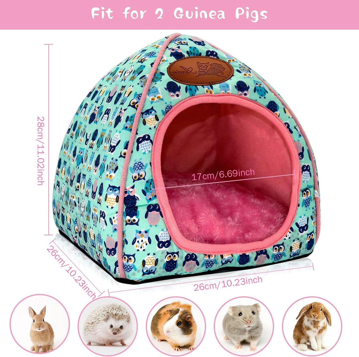 BWOGUE Guinea Pig House Bed Cozy Hamster Cave Large Hideout for Dwarf Rabbits Hedgehog Bearded Dragon Winter Nest Hamster Cage Accessories