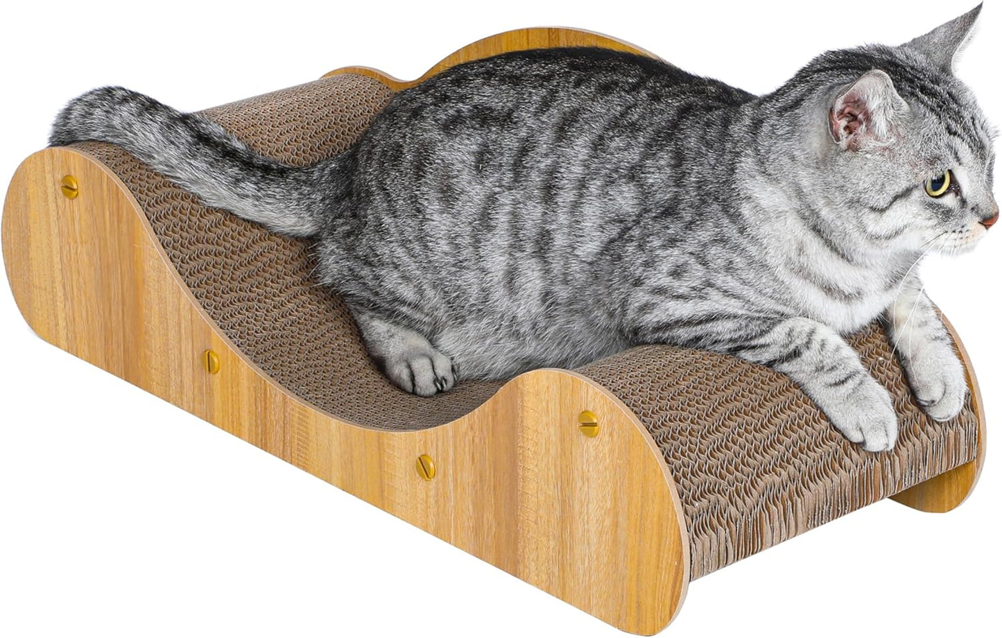 Cat Scratcher Cardboard, Scratching Pad House Bed Furniture Protector, Infinity Shape, Curved (Wood, Round Sofa)