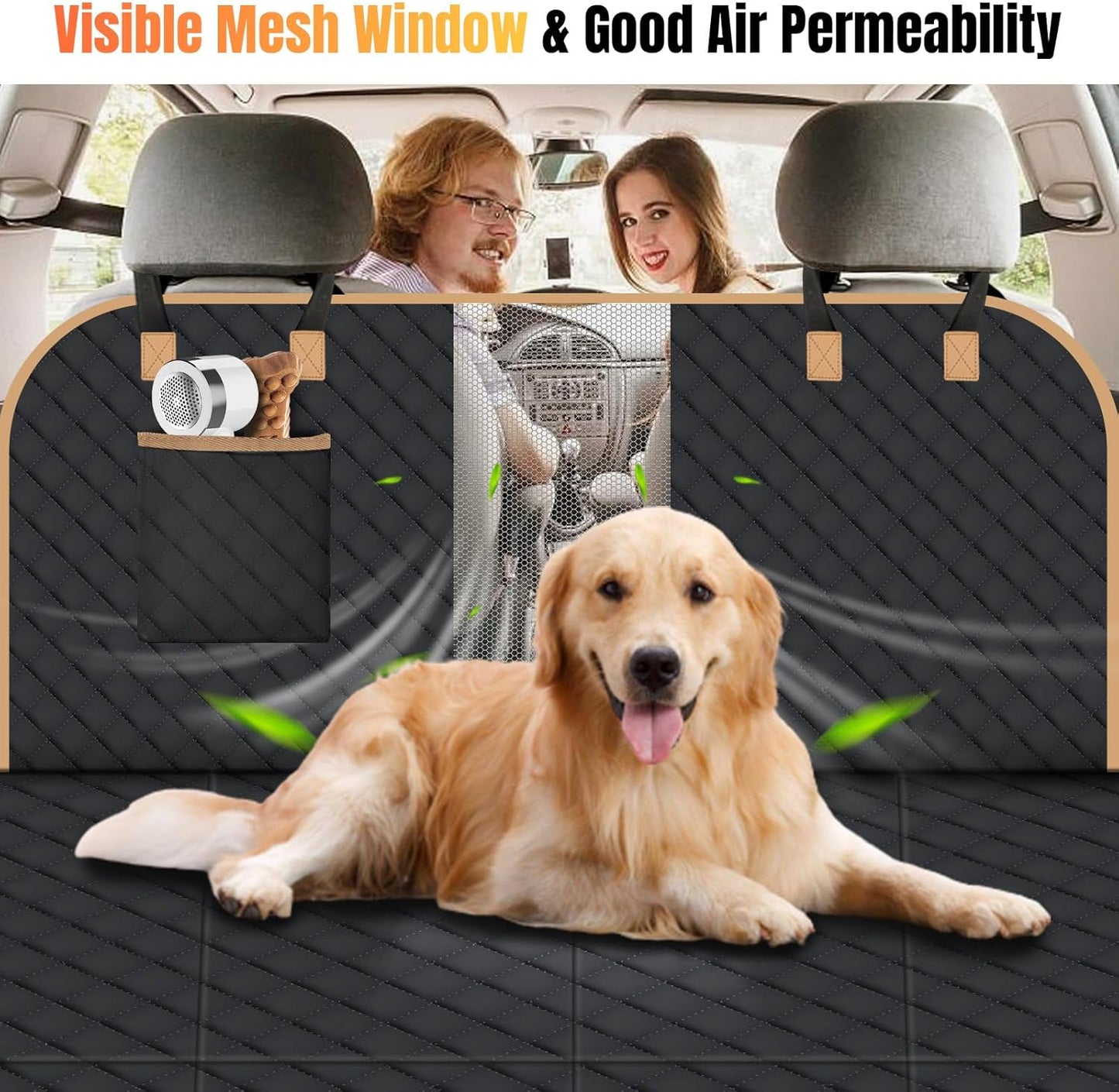 Dog Car Seat Cover for Back Seat, Dog Car Bed Cover with Strong Hard Bottom 4 Panels, Car Back Seat Extender Hammock for Car SUV Truck Black Color