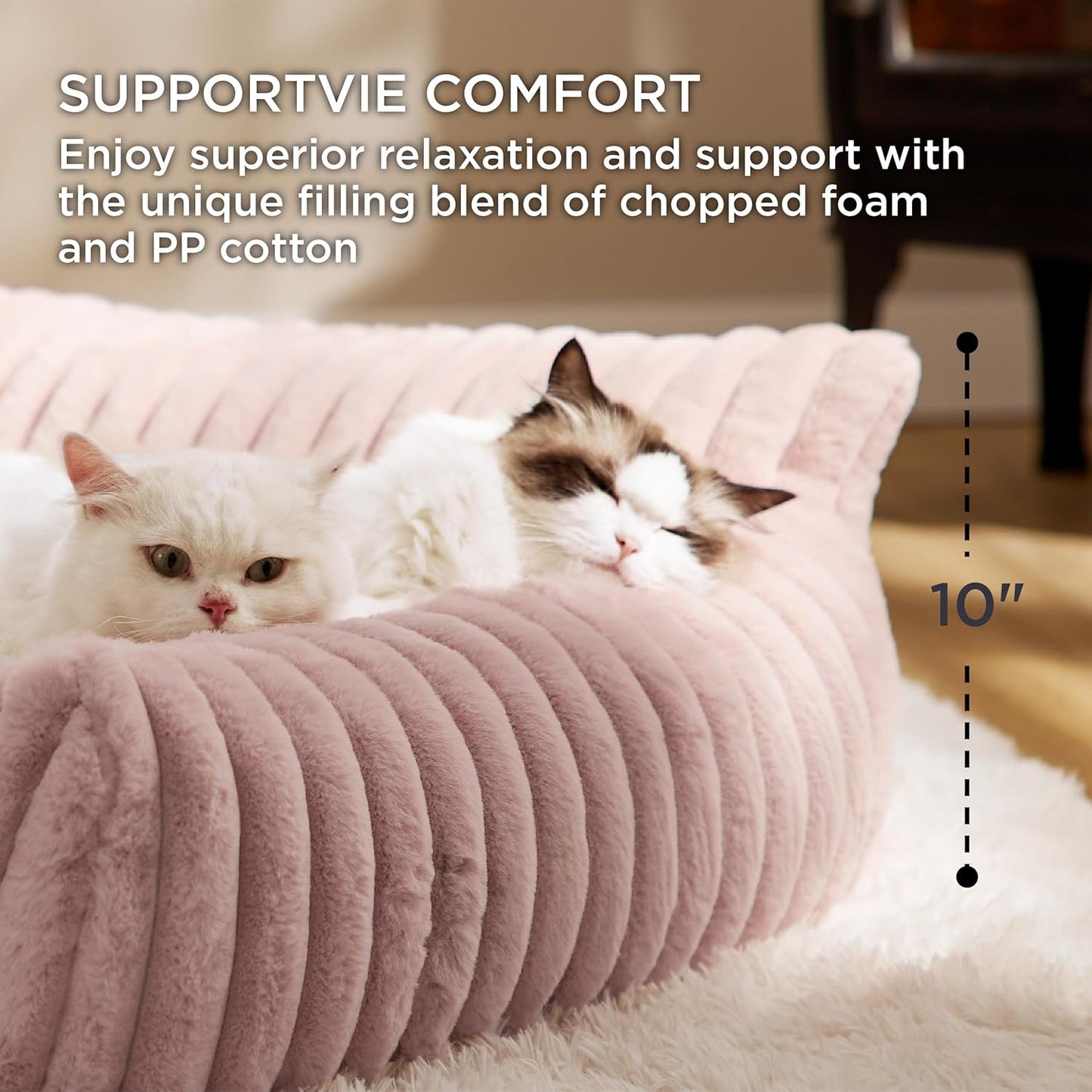 Bedsure Cute Dog Couch for Pets - Fluffy Dog Sofa with Premium Soft Corduroy Fleece, Pet Couch Bed with Washable Cover, Supportive Pet Sofa Bed for Medium Large Dogs, 36inch, Blush Pink