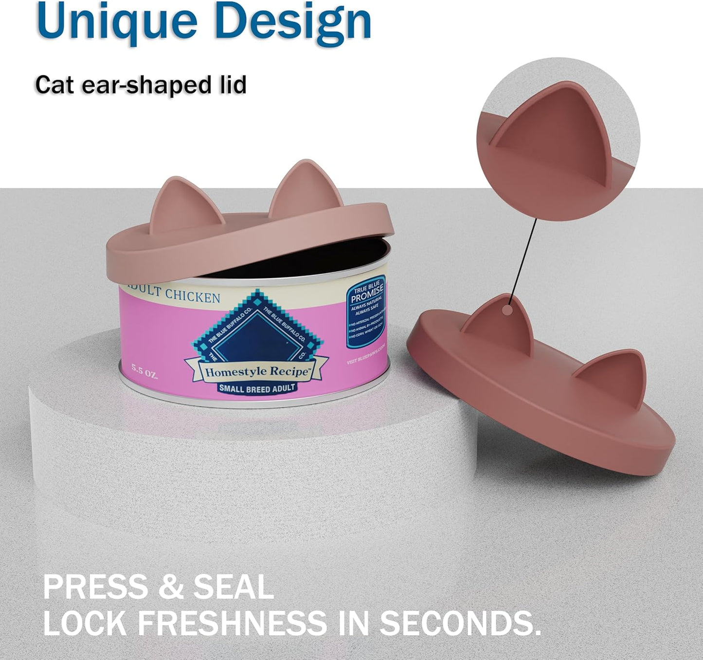 OHMO 2 Pack Pet Food Can Lids, (3.3 in / 85mm) Silicone Pet Food Can Lids Covers for 5.5 oz Cat and Dog Food Cans, Mars&Coral