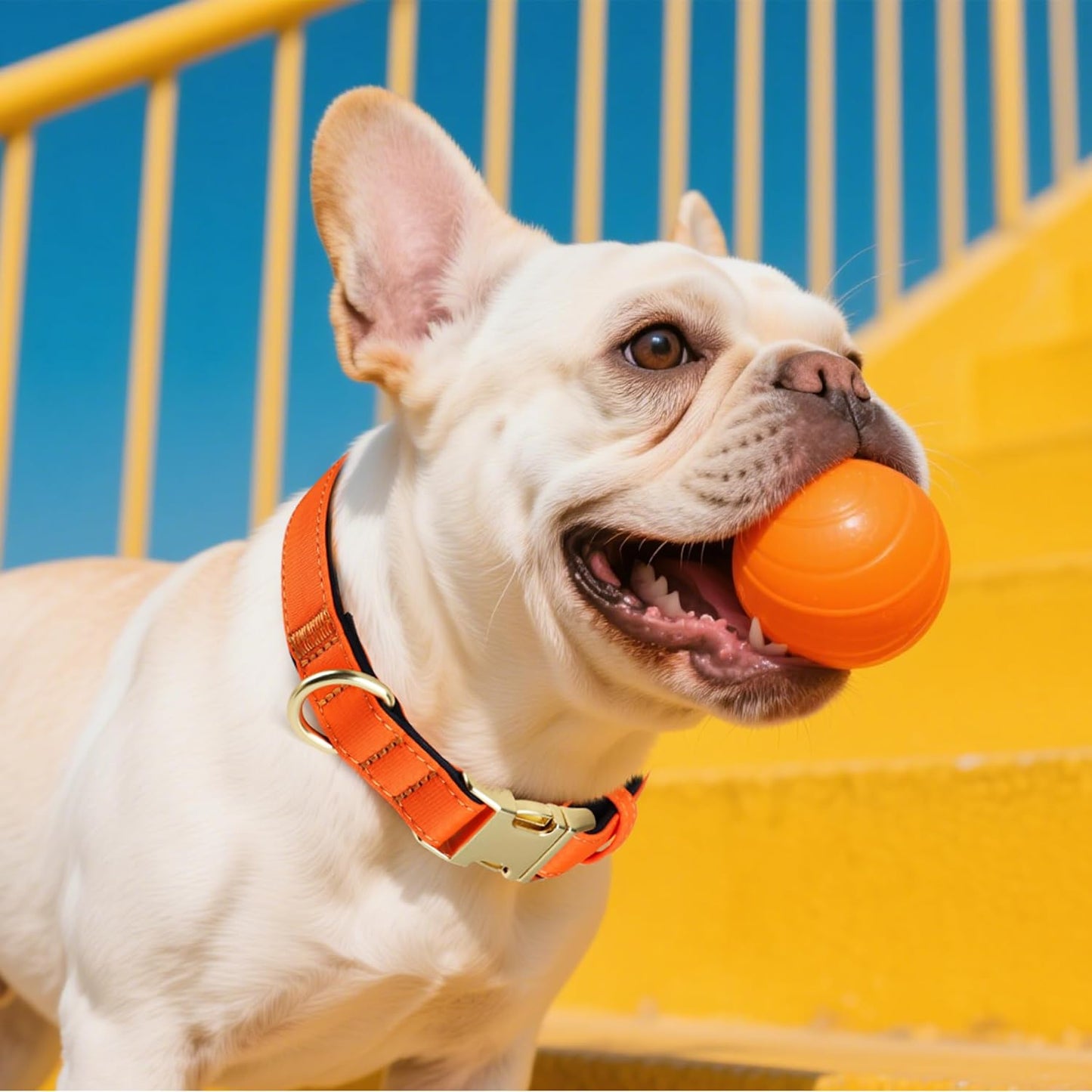Didog Soft Padded Dog Collar for Large Dogs, Colorful and Durable Pet Collar with Quick Release Buckle, Light and Breathable for Daily Walking, Orange, L