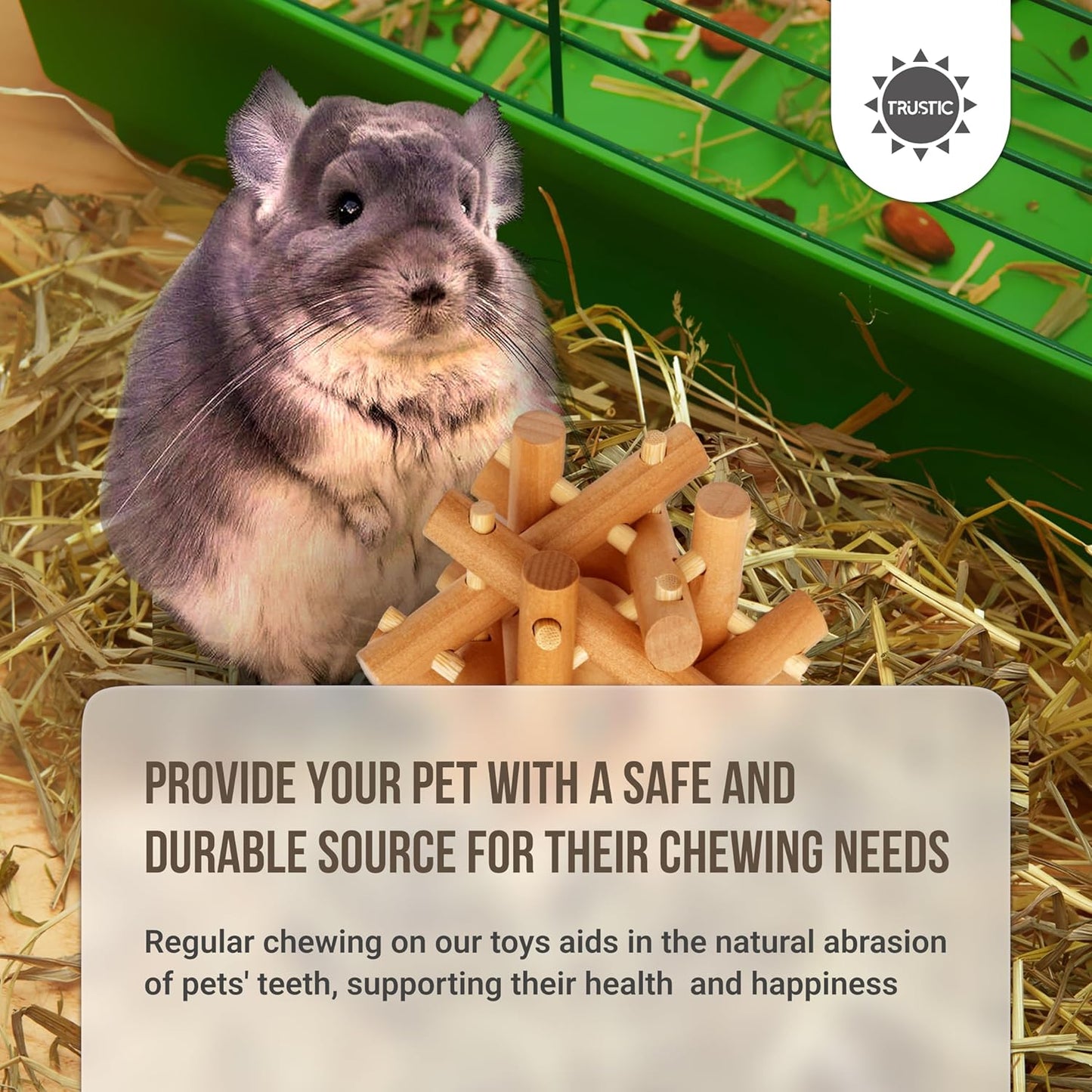 Wooden Chewing Toy for Small Animals, Natural Wood for Rabbit, Guinea Pig, Bunny, Chinchilla (Colorless)