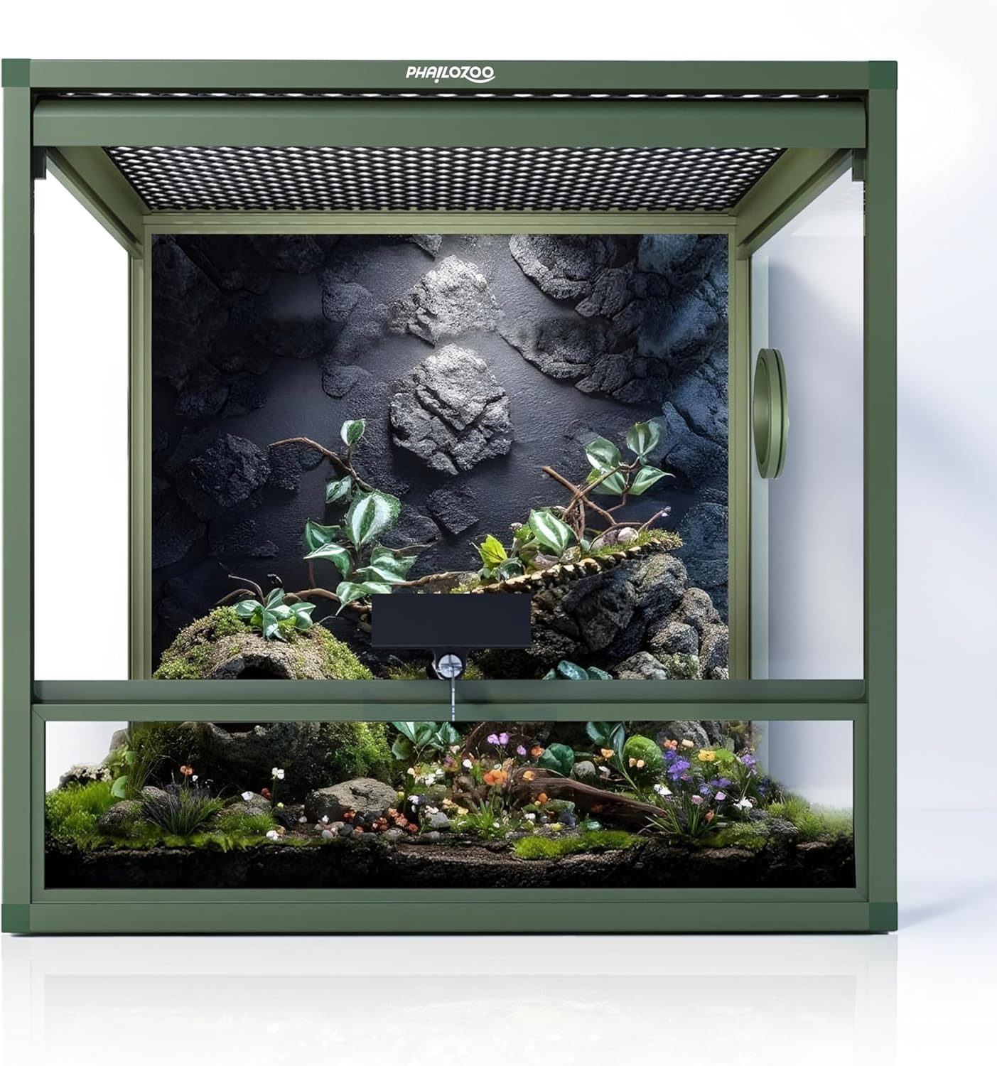MagicCube 18'' x 18'' x 18'' Reptile Tank with Lock, 24 Gallon Reptile Terrarium with Flip-Up Tempered Glass Door, Top Screen Ventilation for Leopard Gecko - Bottom Not Leakproof