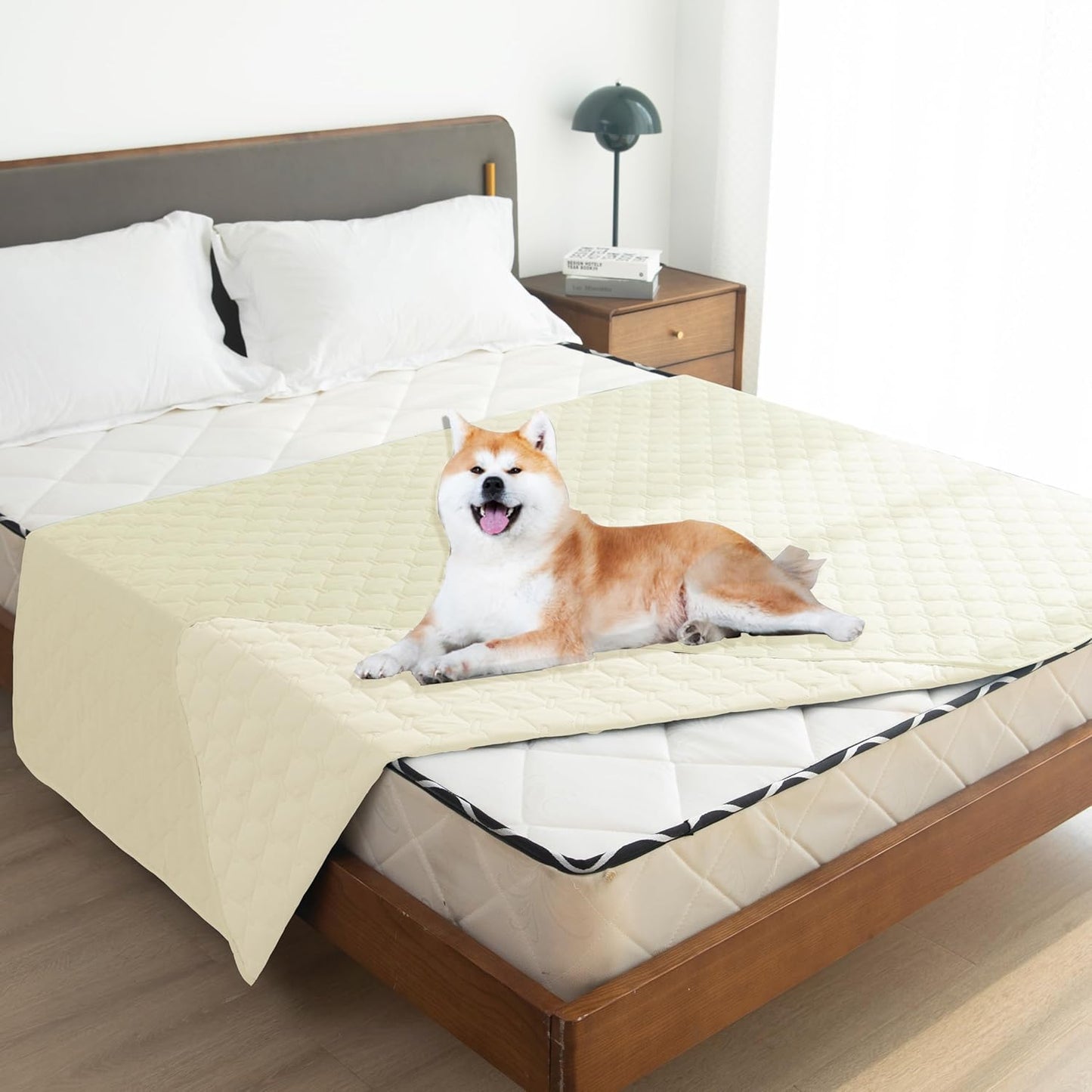 gogobunny 100% Double-Sided Waterproof Dog Bed Cover Pet Blanket Sofa Couch Furniture Protector for Puppy Large Dog Cat, Reversible (82x102 Inch (Pack of 1), Dark Cream/Light Cream)