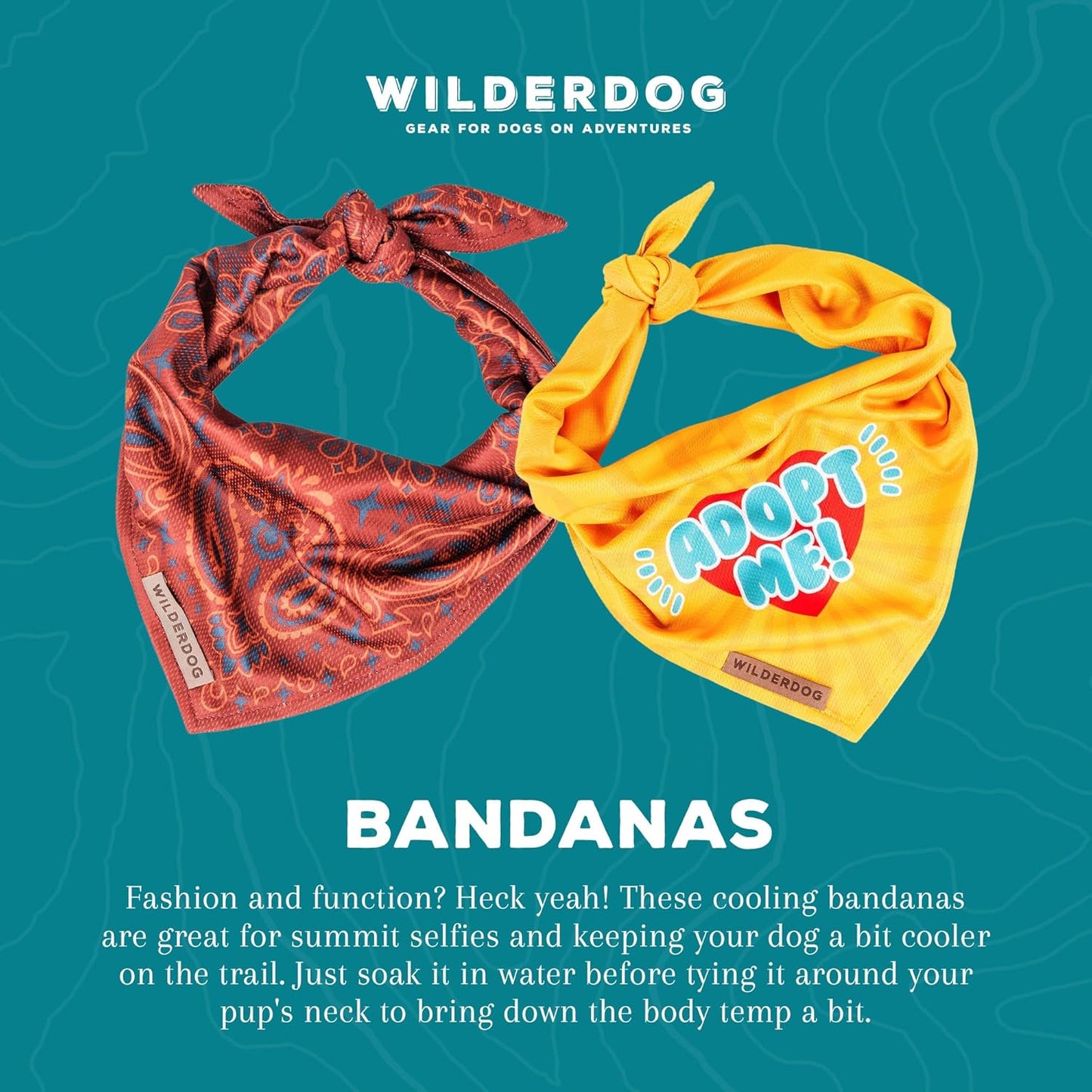 Wilderdog Dog Bandana with Lightweight Quick Drying Poly-Blend Mesh Material in Cowpoke