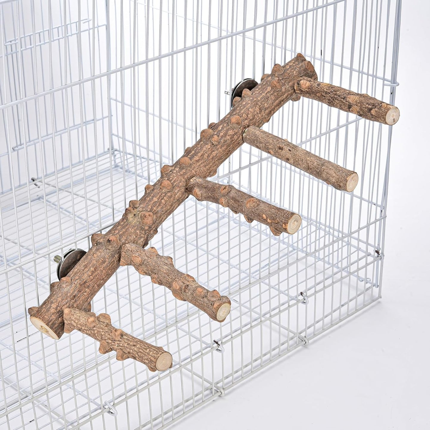 Mogoko Bird Ladder Perch for Cage, Natural Wood Bird Parrot Perch Stand Parrot Perch Bridge Climbing Chewing Toys for Small Medium Animal