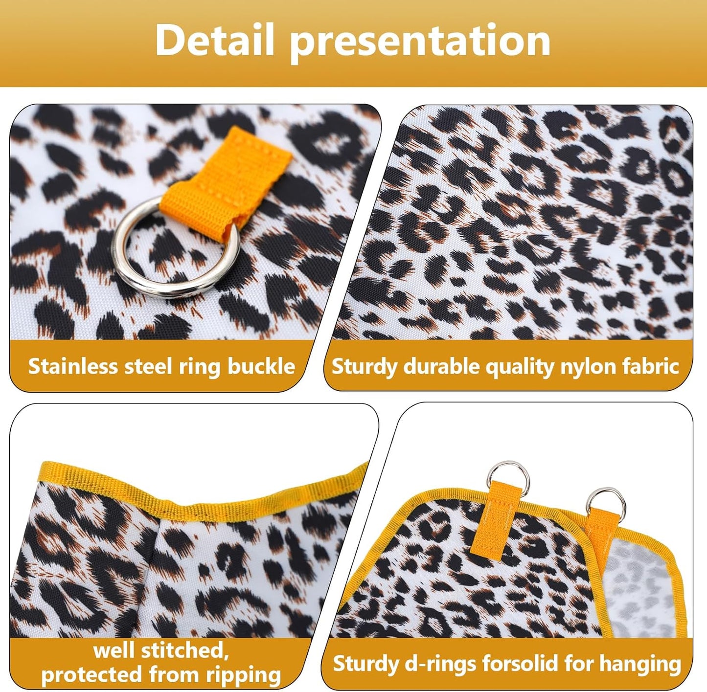 Horse Hay Bag Durable Oxford Fabric, Large Capacity Feeding Bag with Metal Snap Fastener, Slow Feeding Hay Sack, Ideal for Horse Cow Goats Donkey Perfect Hay Feeder with Open Feed Hole (Animal Print)