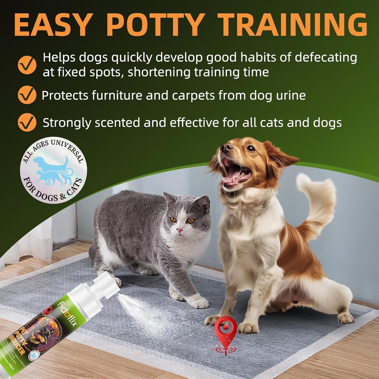 Dog Potty Training Spray for Dogs and Puppies - Go Here Attractant Spray to Pee and Poop in One Spot,Safe & Effective Puppy Pee Spray Indoor & Outdoor-Dog Training & Housebreaking Aid -100ml
