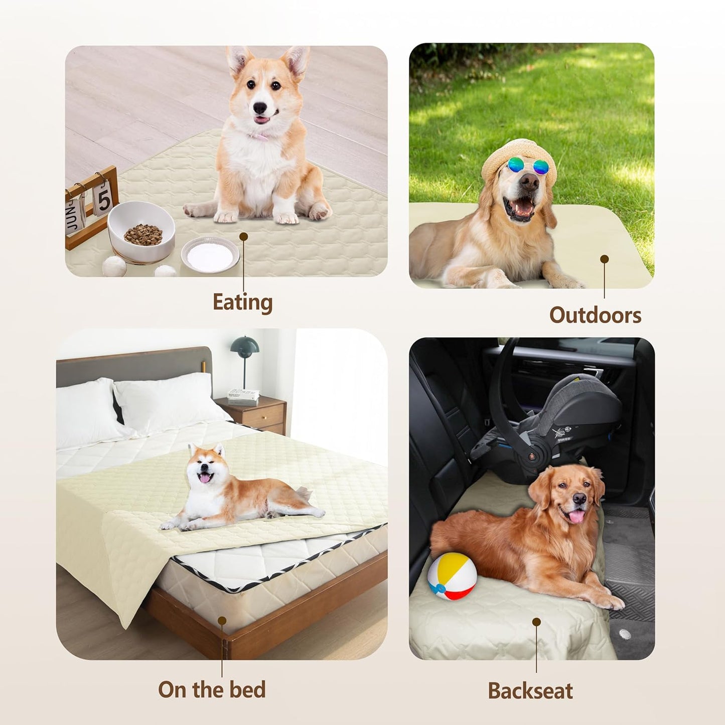 gogobunny 100% Double-Sided Waterproof Dog Bed Cover Pet Blanket Sofa Couch Furniture Protector for Puppy Large Dog Cat, Reversible (30x90 Inch (Pack of 1), Dark Cream/Light Cream)