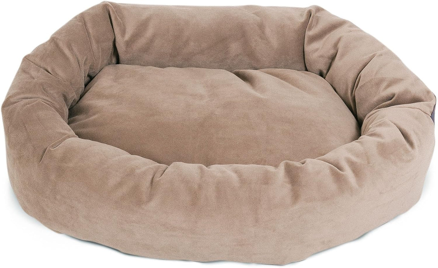 Majestic Pet 32 Inch Suede Calming Dog Bed Washable 32x23x7 (Inch) – Cozy Soft Round Donut Dog Bed with Spine Support for Dogs to Rest Their Head -Pet Bed Medium – Stone