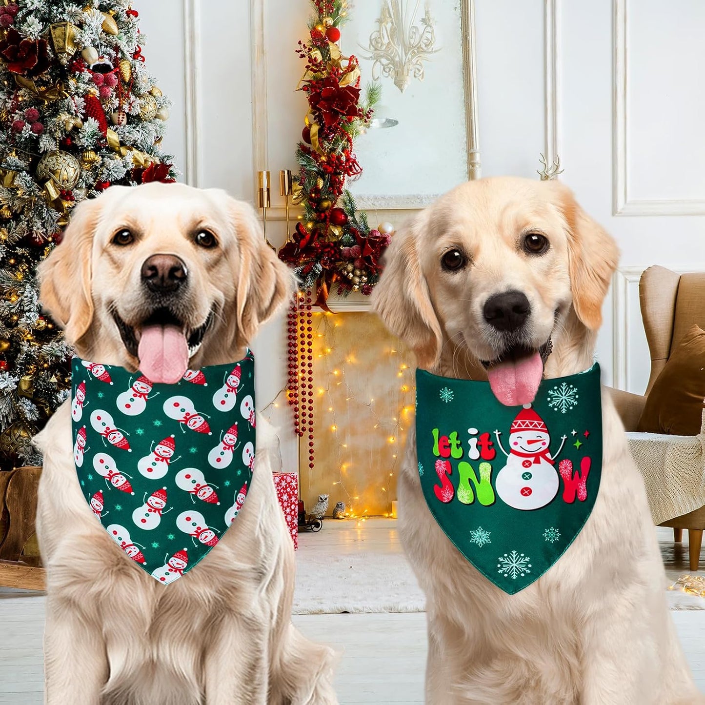 Christmas Dog Bandanas Small 3PCS, 6 Pattern Holiday Scarf for Boy and Girl, Triangle Reversible Bibs Breed for Puppy Pets