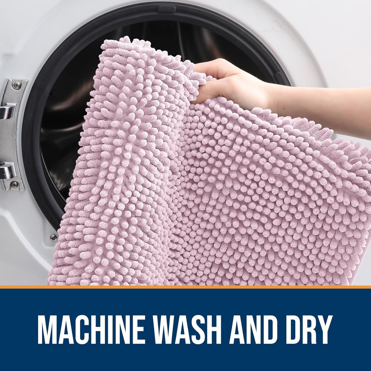 OLANLY Dog Door Mat for Muddy Paws 36x24, Absorbs Moisture and Dirt, Absorbent Non-Slip Washable Doormat, Quick Dry Chenille Mud Mat for Dogs, Entry Indoor Entryway Carpet for Inside Floor, Dusty Rose