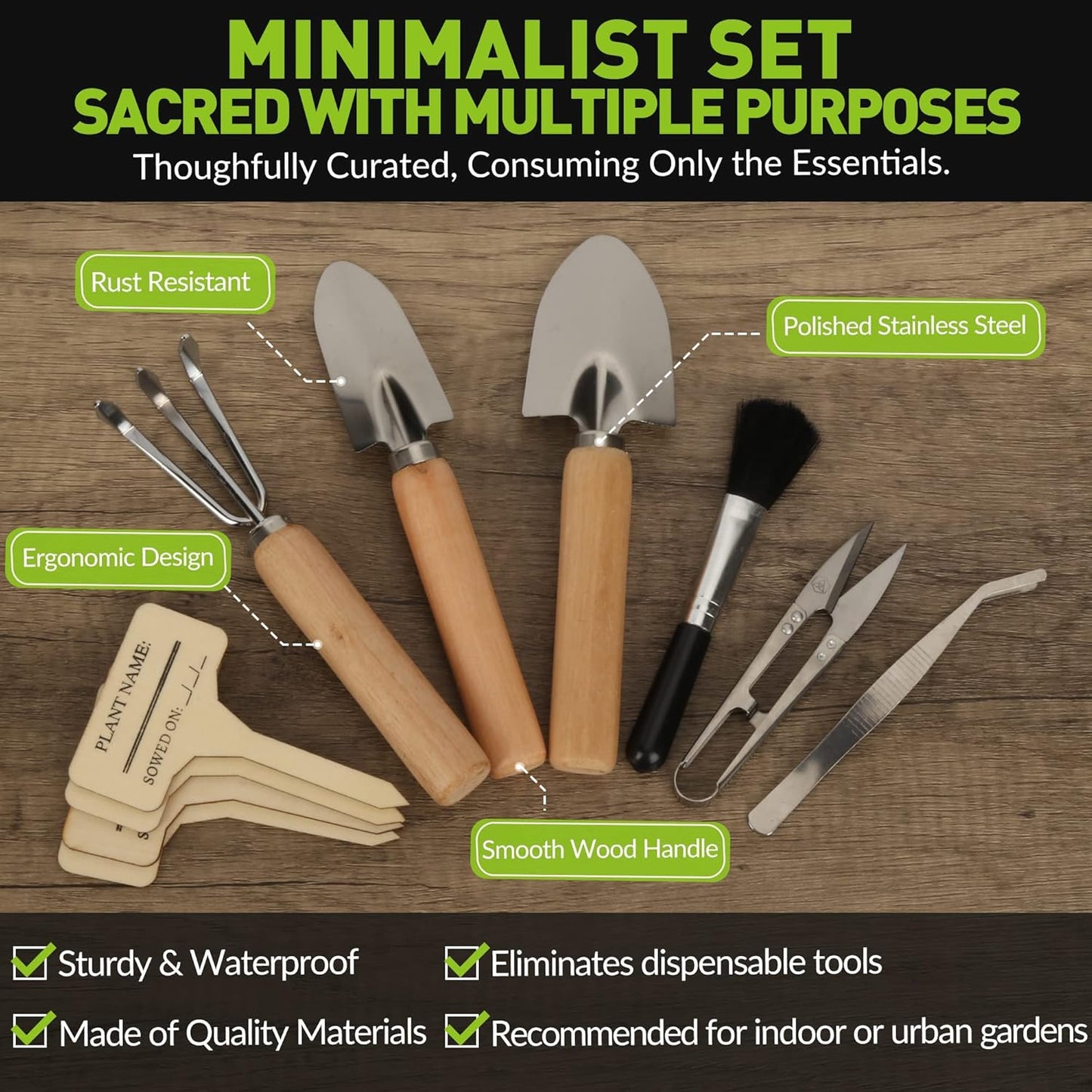 Indoor Garden Tools for Gardening - KiiZYS 12-Piece Small Garden Tools Set - Indoor Gardening Gifts for Women - Mini Hand Tools House Plant Tool