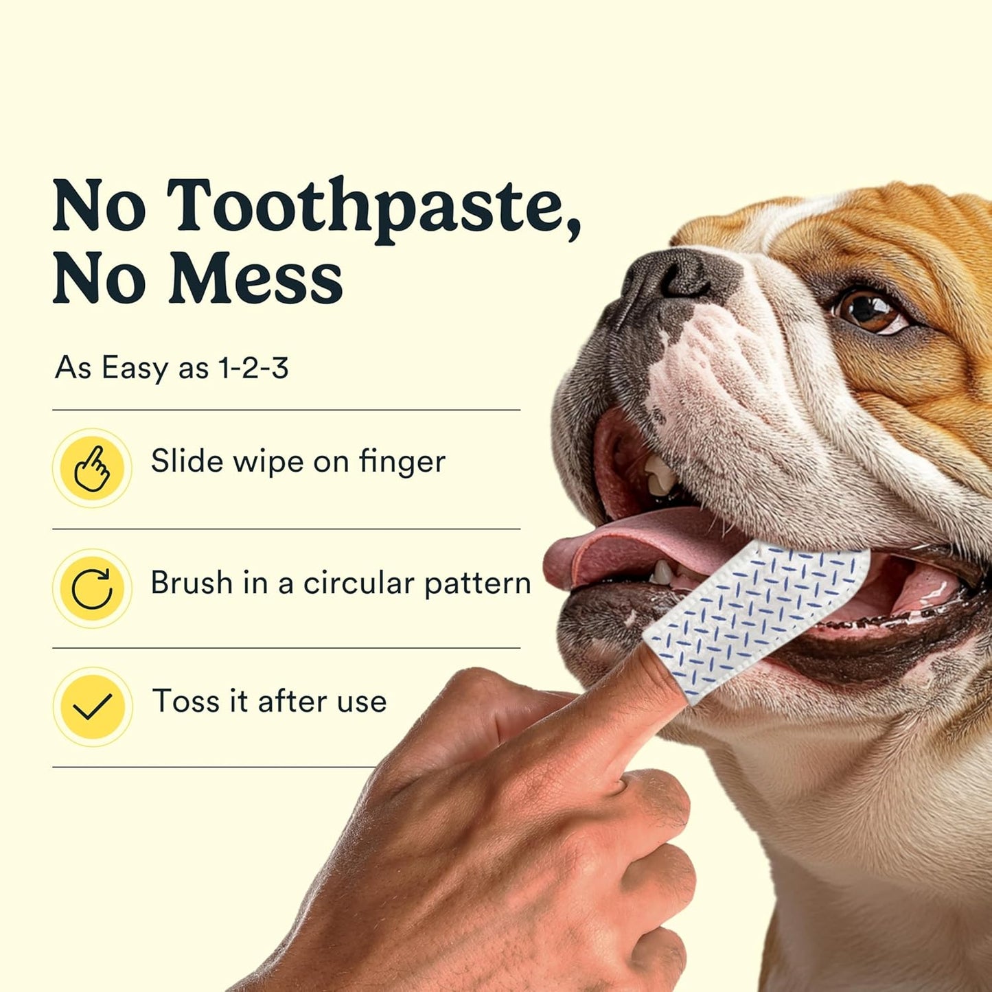 Jasper Dog Dental Wipes, Dog Finger Toothbrush Disposable, Tooth Brush Cleaning Wipes, Pet Teeth Cleaning Dental Care, 60 Count, Coconut