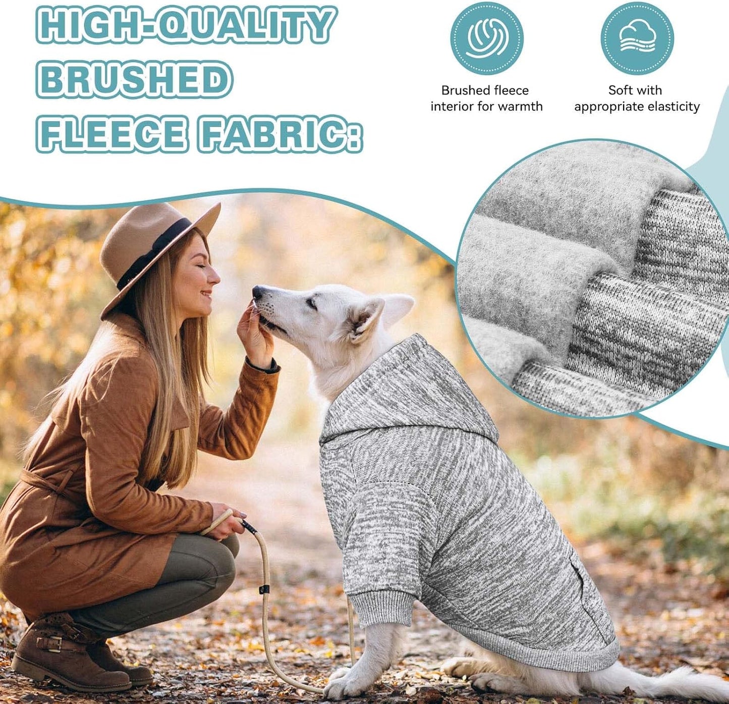 Dog Sweaters for Large Dogs Hoodie Fleece Dog Sweater Soft Clothes Sweatshirt with Pocket Hoodie for Large Dogs(Grey&XXL)