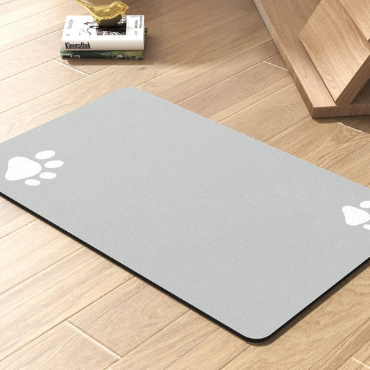 Pet Feeding Mat-Absorbent Dog Mat for Food and Water Bowl-No Stains Quick Dry Water Dispenser Mat-Dog Accessories Pet Supplies-Bowl for Messy Drinkers（LIGHTGREY,23"x34"