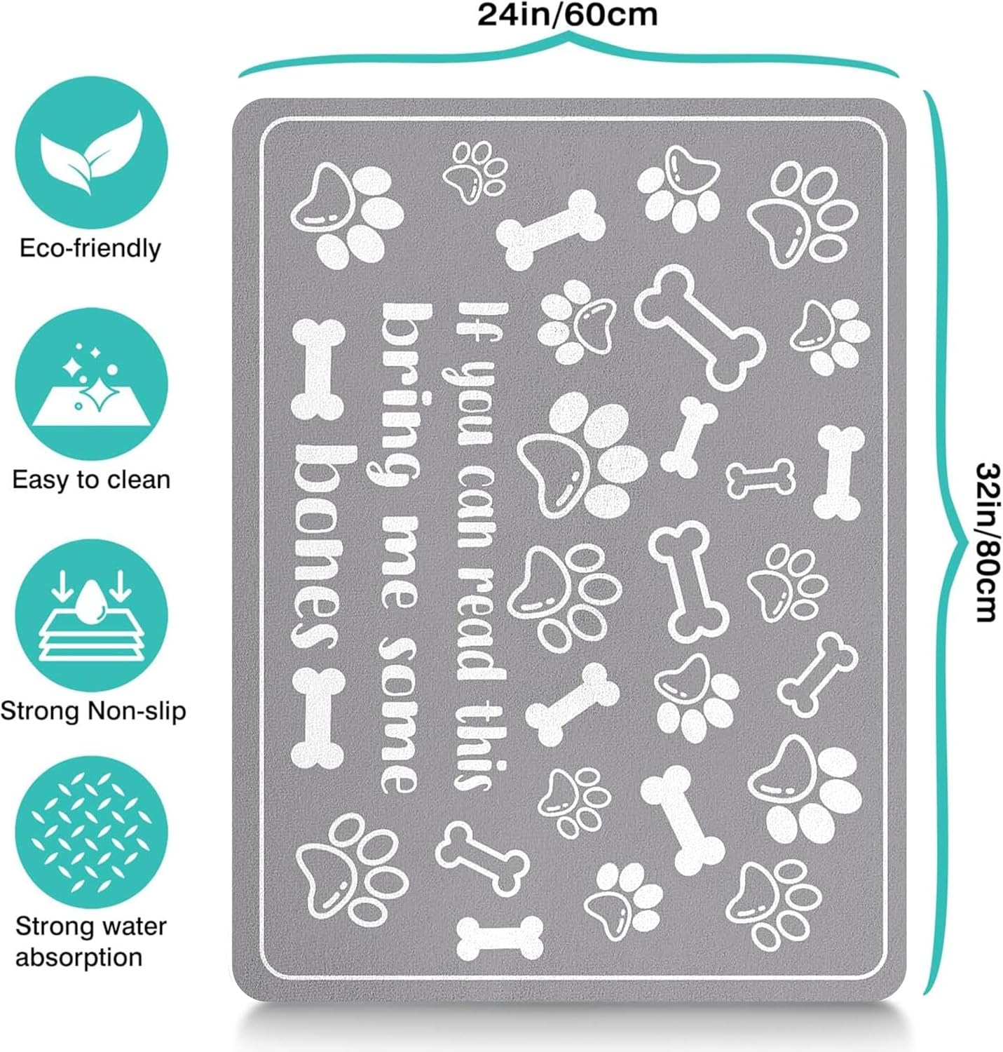 Pet Feeding Mat for Floors Waterproof Dog Mat for Food and Water Absorbent Quick Dry Non Slip mat for Cat Bowls