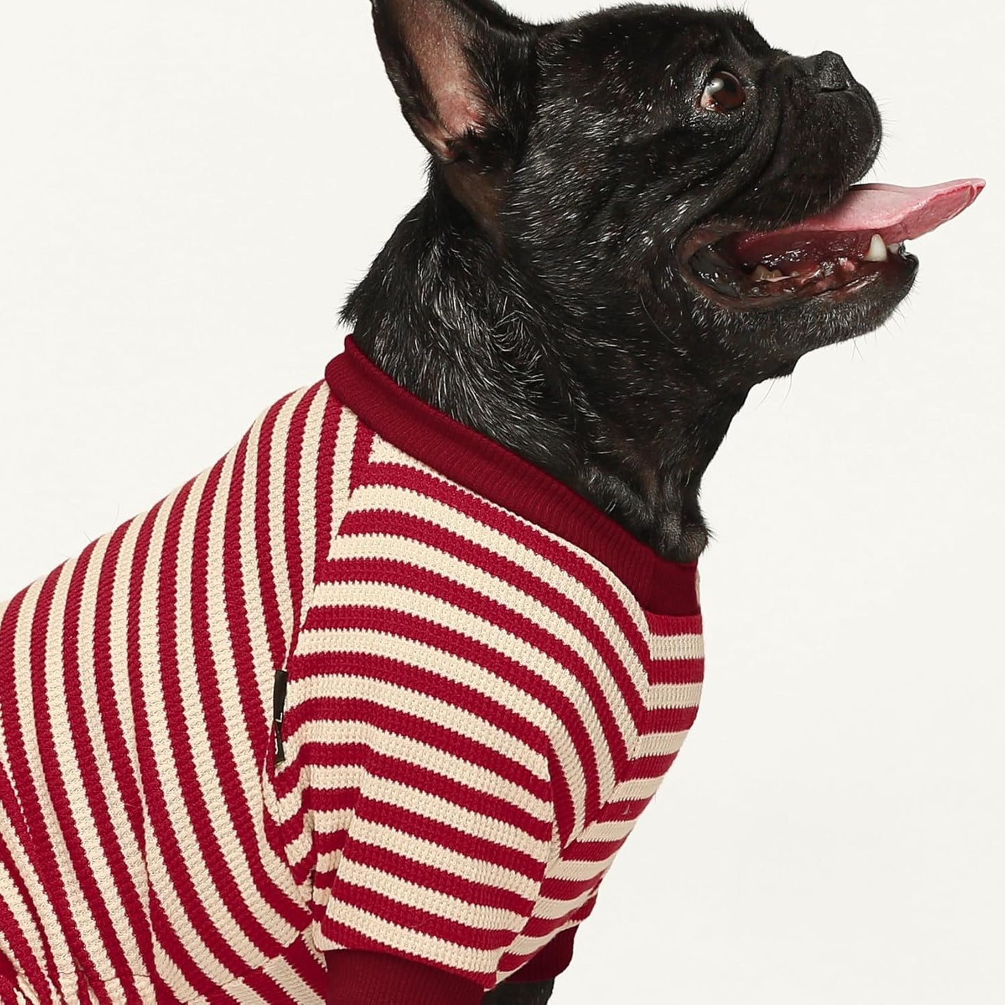 Fitwarm Red and White Striped Dog Pajamas, Waffle Dog Clothes for Small Dogs Girl Boy, Puppy Onesie with Feet, Pet Christmas Outfit, XL