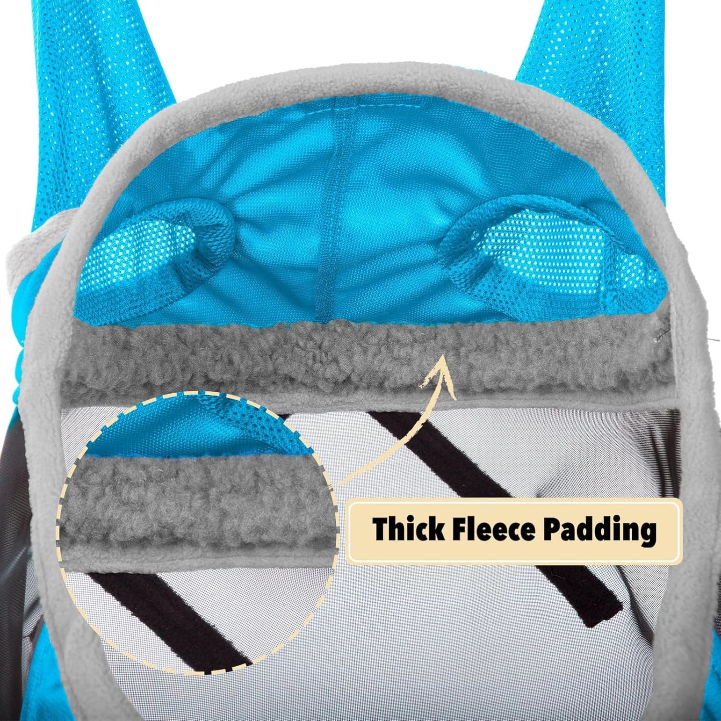 Harrison Howard Pro Luminous Horse Fly Mask Standard with Ears UV Protection for Horse Azure Blue/Silver Large Full Size