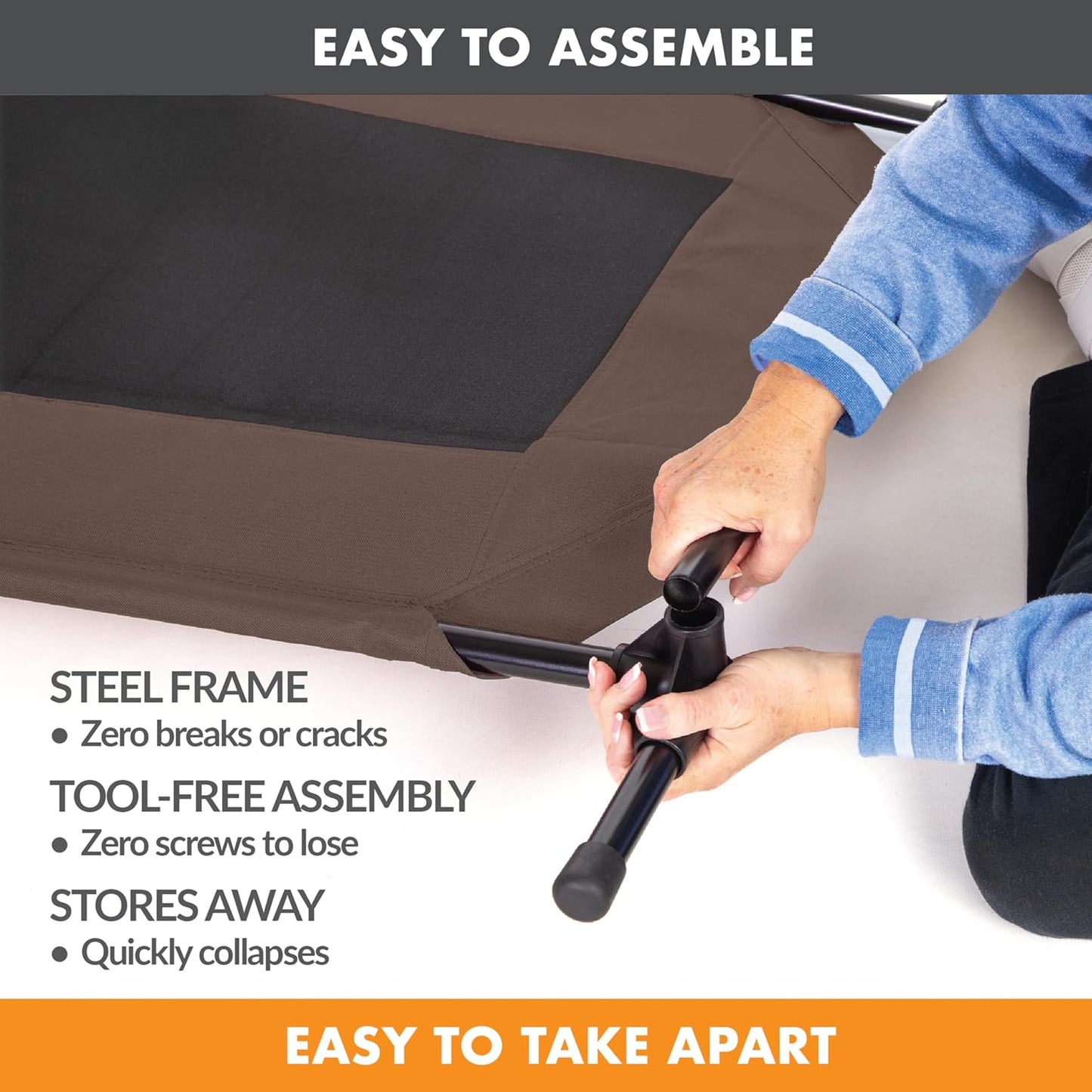 K&H Pet Products Outdoor Elevated Dog Cot, Breathable Cooling Elevated Cot Hammock Pet Bed for Small Dogs, Washable Mesh Cover, Raised Metal Frame, Collapsible, Portable - Small 22 X 17in Chocolate