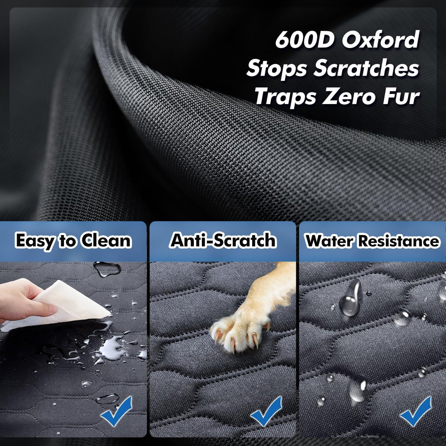 3-in-1 Convertible Dog Car Seat Extender & Booster Seat – 400lb Capacity, Waterproof 600D Oxford with Hard Bottom, Scratch-Proof Hammock for Cars & SUVs