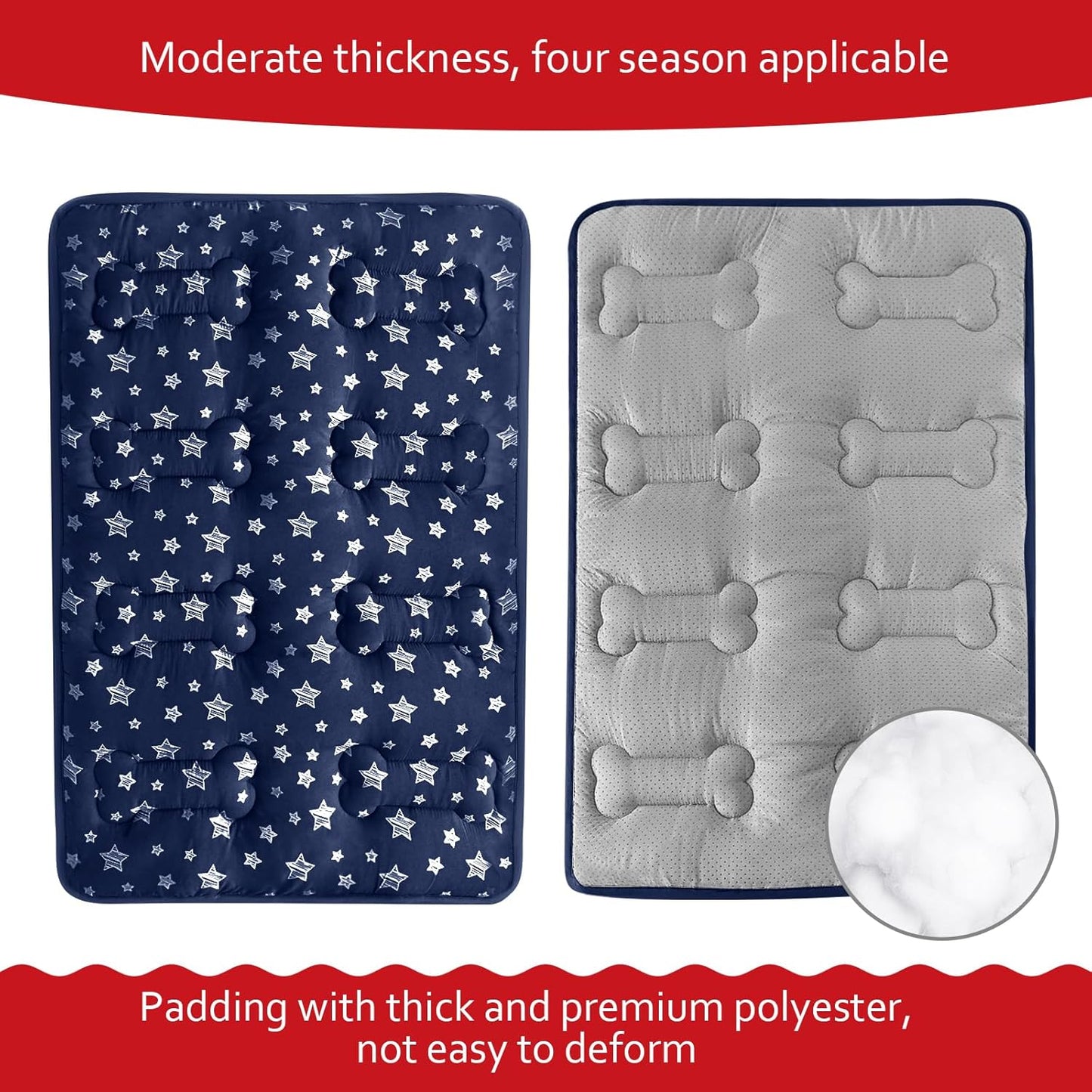 Dog Crate Mat (42" X 28"), Soft Dog Bed Mat with Cute Prints, Personalized Crate Pad, Anti-Slip Bottom, Machine Washable Kennel Pad