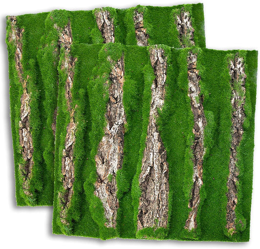 kathson 2pcs Cork Bark for Reptiles 11.8 "L X 11.8" W Cork Terrarium Background Bearded Dragon Tank Background with Artificial Moss Natural Reptile Climbing Mat for Spider Gecko Lizard Chameleon