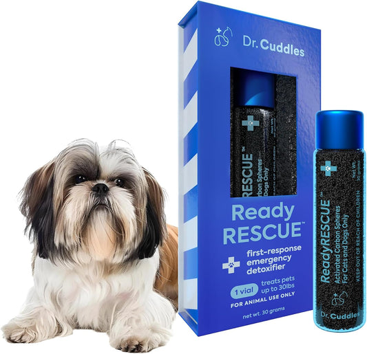 Dr. Cuddles ReadyRESCUE - Dog First Aid Kit Essential - Activated Charcoal Detox for Dogs, Cats, Pets - Animal First Aid Kit - Dog Medical Emergency Kit - Dog Travel Essentials - 30g (1 Vial of 30g)