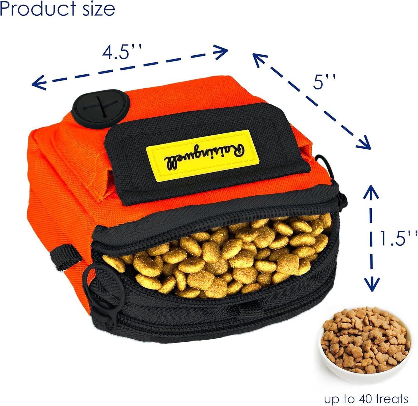 Dog Treat Pouch for Pet Walking and Training with Clicker, Poop Bags and Three Bags Design Small Fanny Zipper Pack Holder for Puppy Snack Dispenser Kit for Leash and Outdoor Use (Blue)