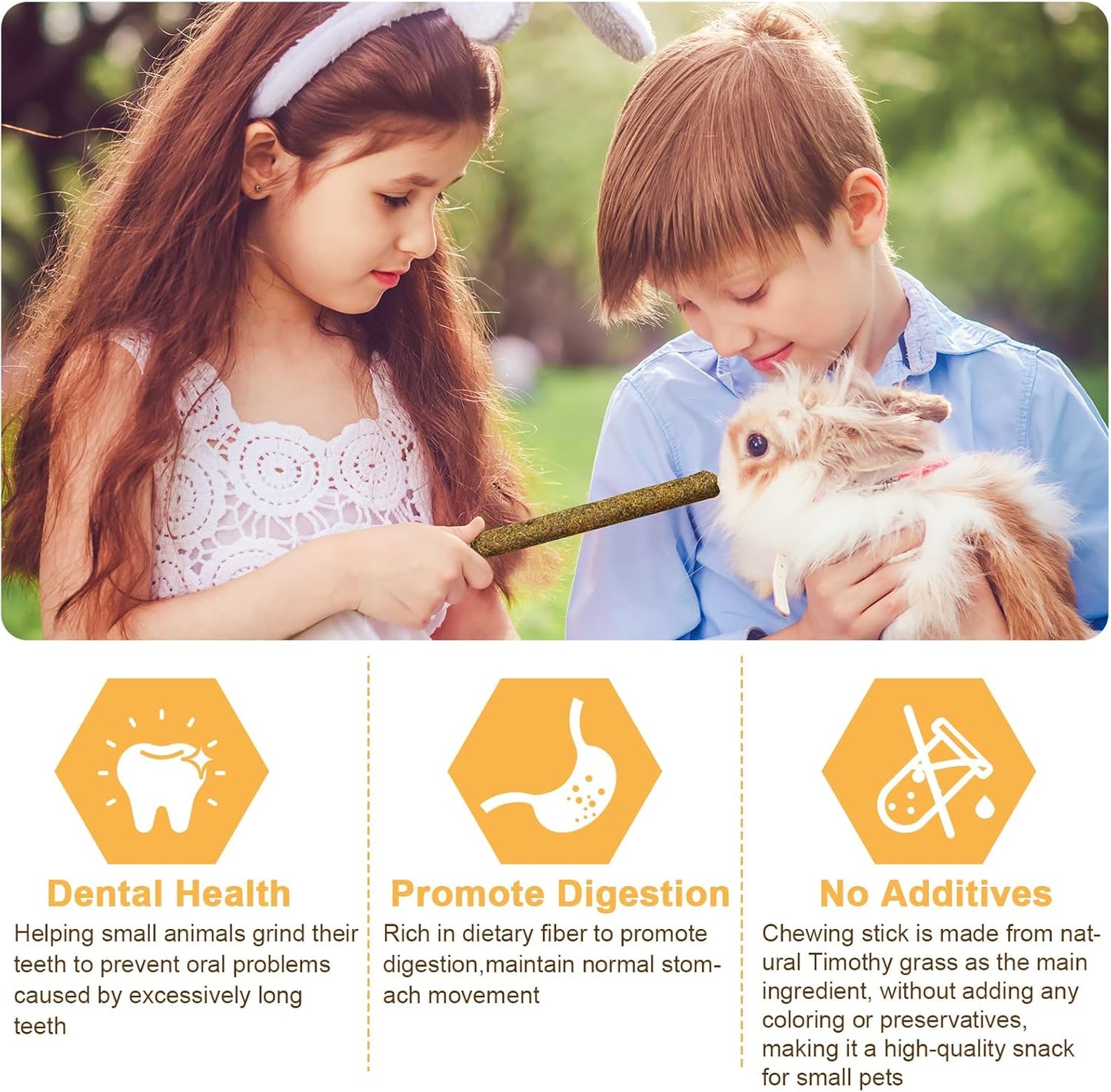 52Pcs Rabbit Chew Sticks, Guinea Pig Toys, Natural Timothy Grass Molar Teeth Stick, Mixing Flowers, Roses, Calendula and Forget Me Not, Small Animals Treats