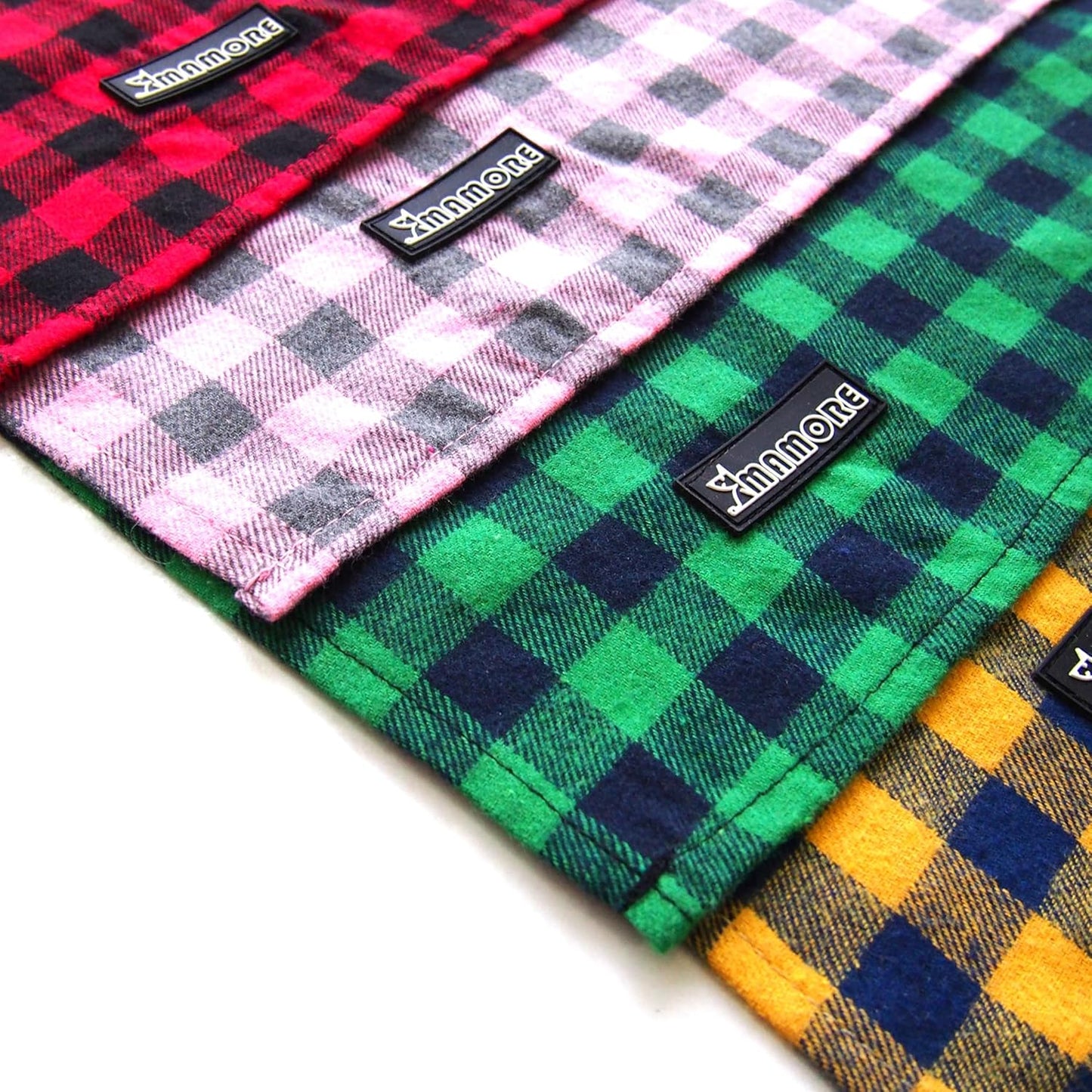 Adjustable Plaid Dog Bandanas,1PC Soft Washable Cotton Triangle Bib Kerchief Scarfs for Small Medium Large Dogs and Cats(Square Yellow, Large)