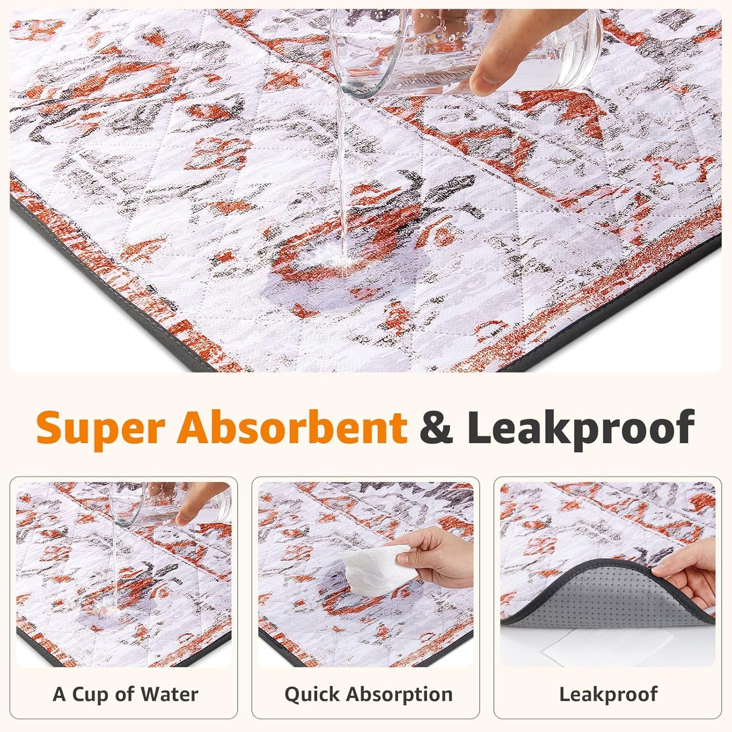 LOOBANI Reusable Pee Pads for Dogs, 2 Pack Super Absorbent Washable Puppy Pee Pads, Waterproof Non-Slip Whelping Pad for Floor Playpen Crate Couch-18 x24 (Red-Orange)