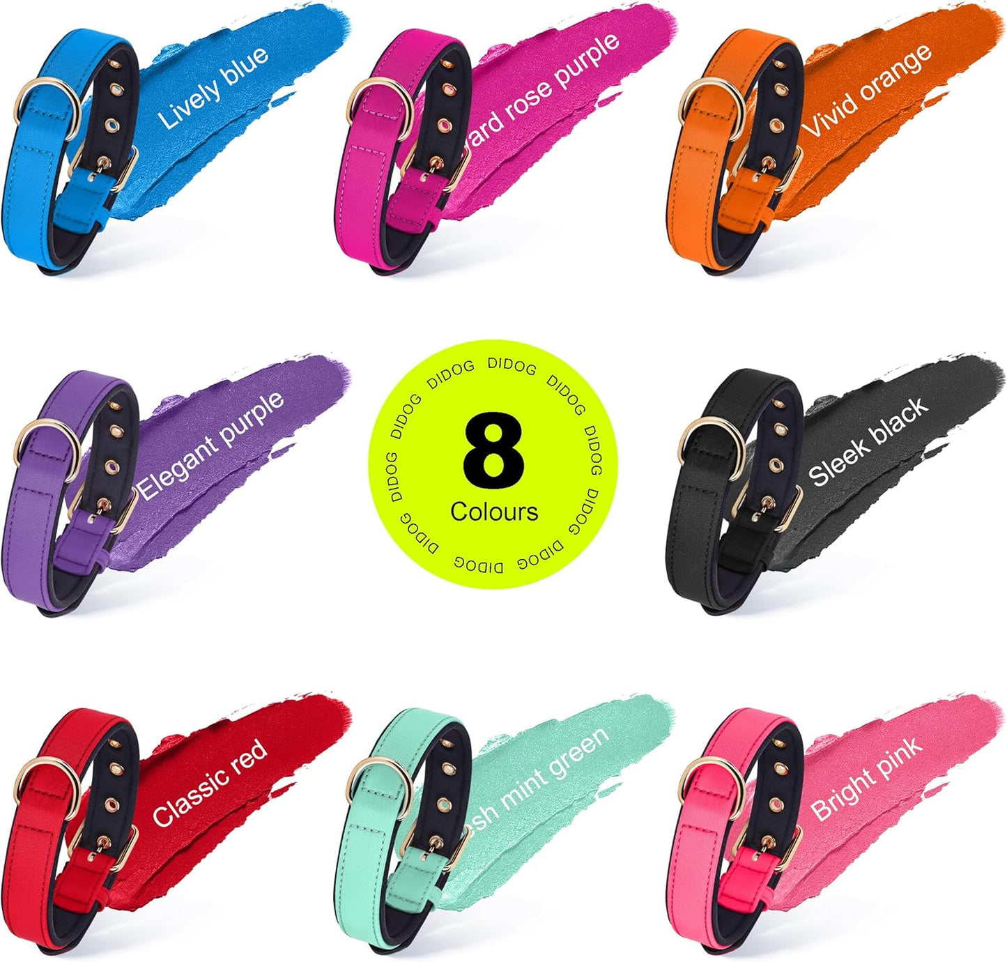 Didog Soft Padded Dog Collars for Small Dogs, Lightweight and Breathable Dog Collar with Metal Buckle for Puppy, Red, S