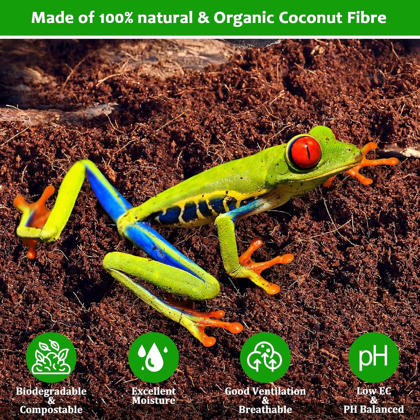 Riare 6 Pack Natural Coconut Fiber Substrate for Reptile- Premium Compressed Coconut Husk Terrarium Bedding for Reptile, Tortoise, Frogs, Snakes Hermit Crabs, Burrowing Animals