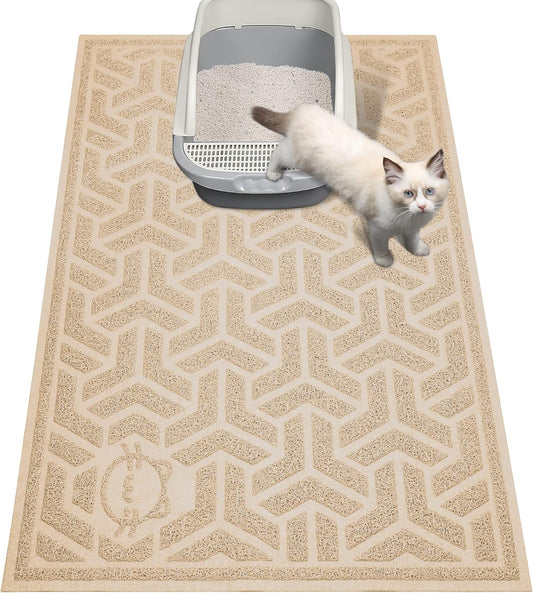 UPSKY Cat Litter Mat, Litter Trapping Mat Soft on Kitty Paws, Large Litter Box Mat 35" x 24" Scatter Control for Indoor Cats Waterproof and Extra Large Pretty Litters Carpet