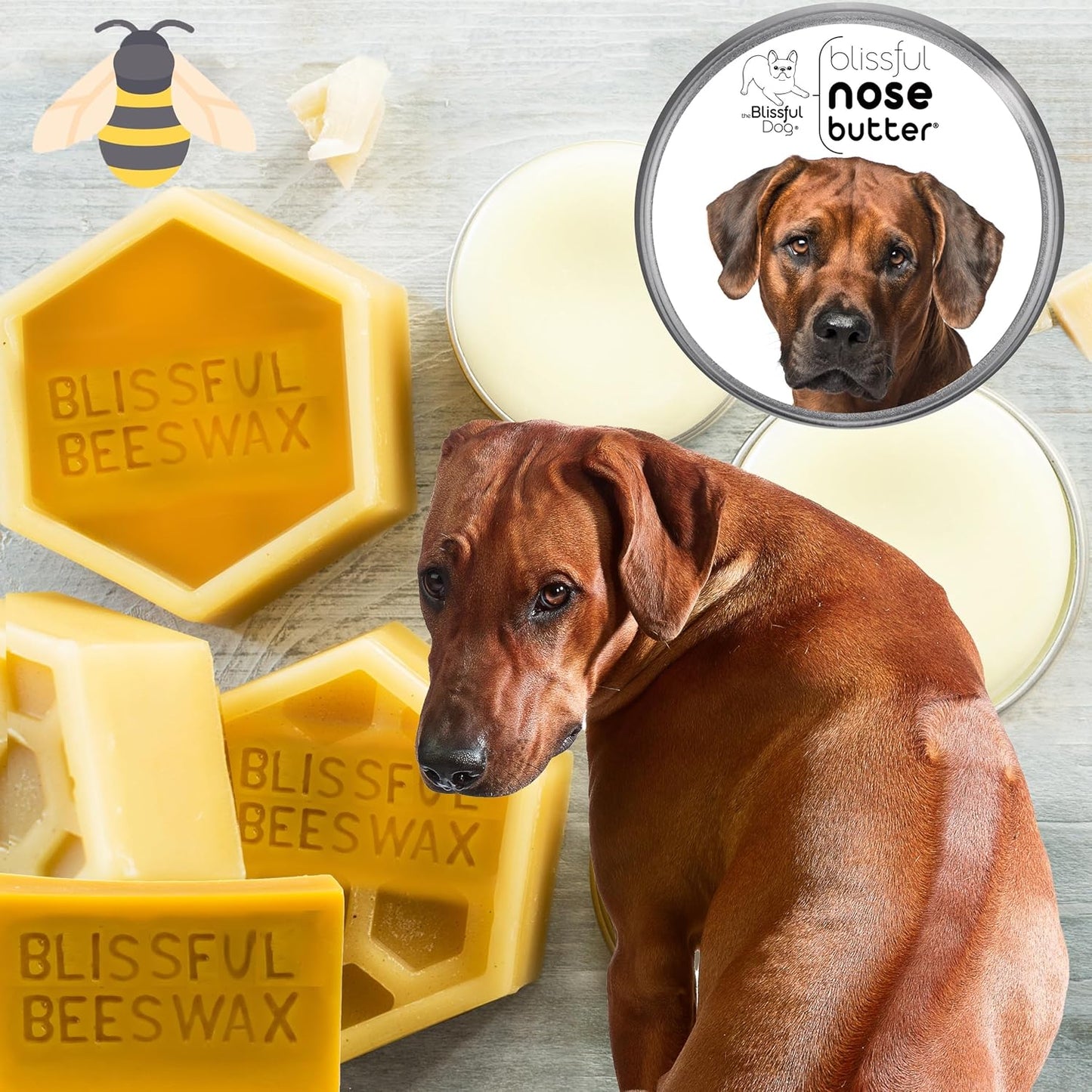 The Blissful Dog Rhodesian Ridgeback Nose Butter for Dry, Cracked Skin, Lick-Safe Dog Nose Balm with Moisturizing Shea Butter, Almond, Olive, and Essential Oils, Pet Supplies, Uncented, 8 oz.