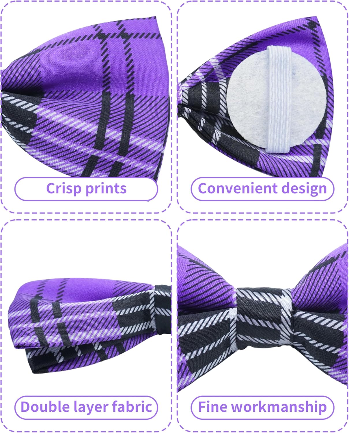 PET SHOW 8 Pack Plaid Big Dogs Collar Bow Ties for Medium Large Dogs Collar Charms Accessories Slides Attachment Bowties for Birthday Wedding Parties Assorted