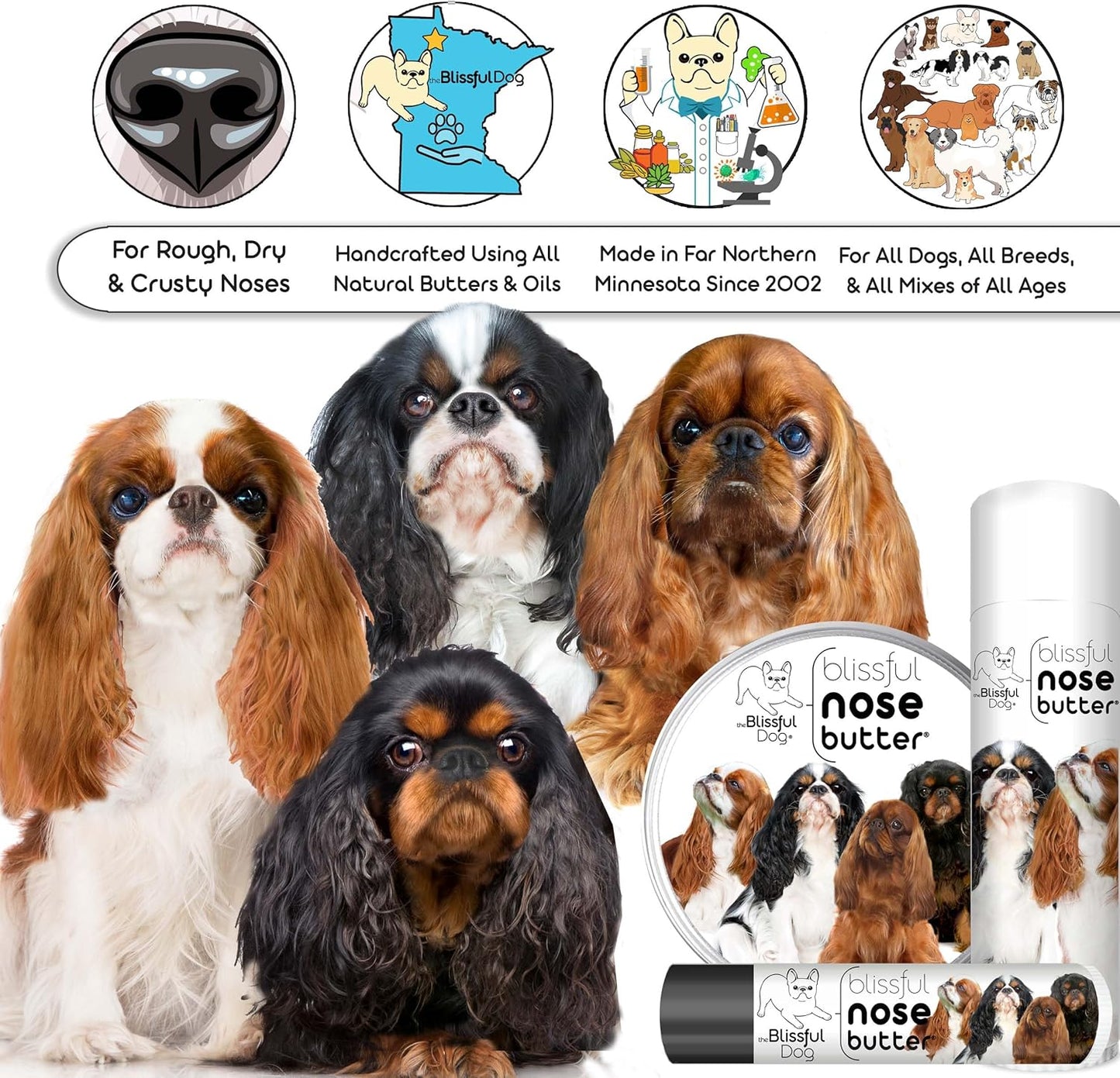 The Blissful Dog English Toy Spaniel Unscented Nose Butter, 16oz