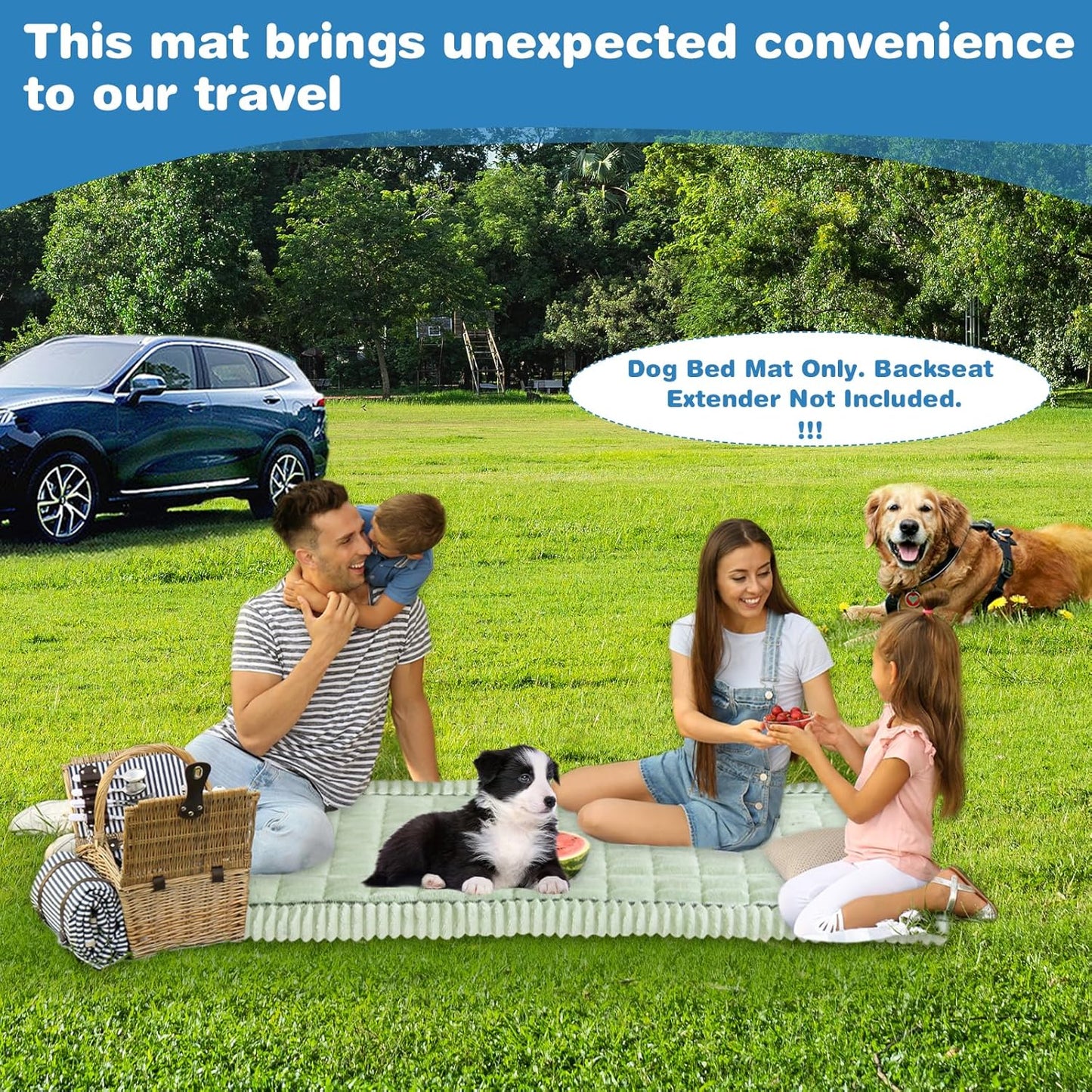 VClife Dog Car Seat Cover for Backseat Extender, Anti Slip Dog Bed Mat Travel Blanket, Pet Friendly Backseat Cover for Cars, SUVs, Small Trucks, Back Seat Extender Protector (Sage Green, 59"×27.6")