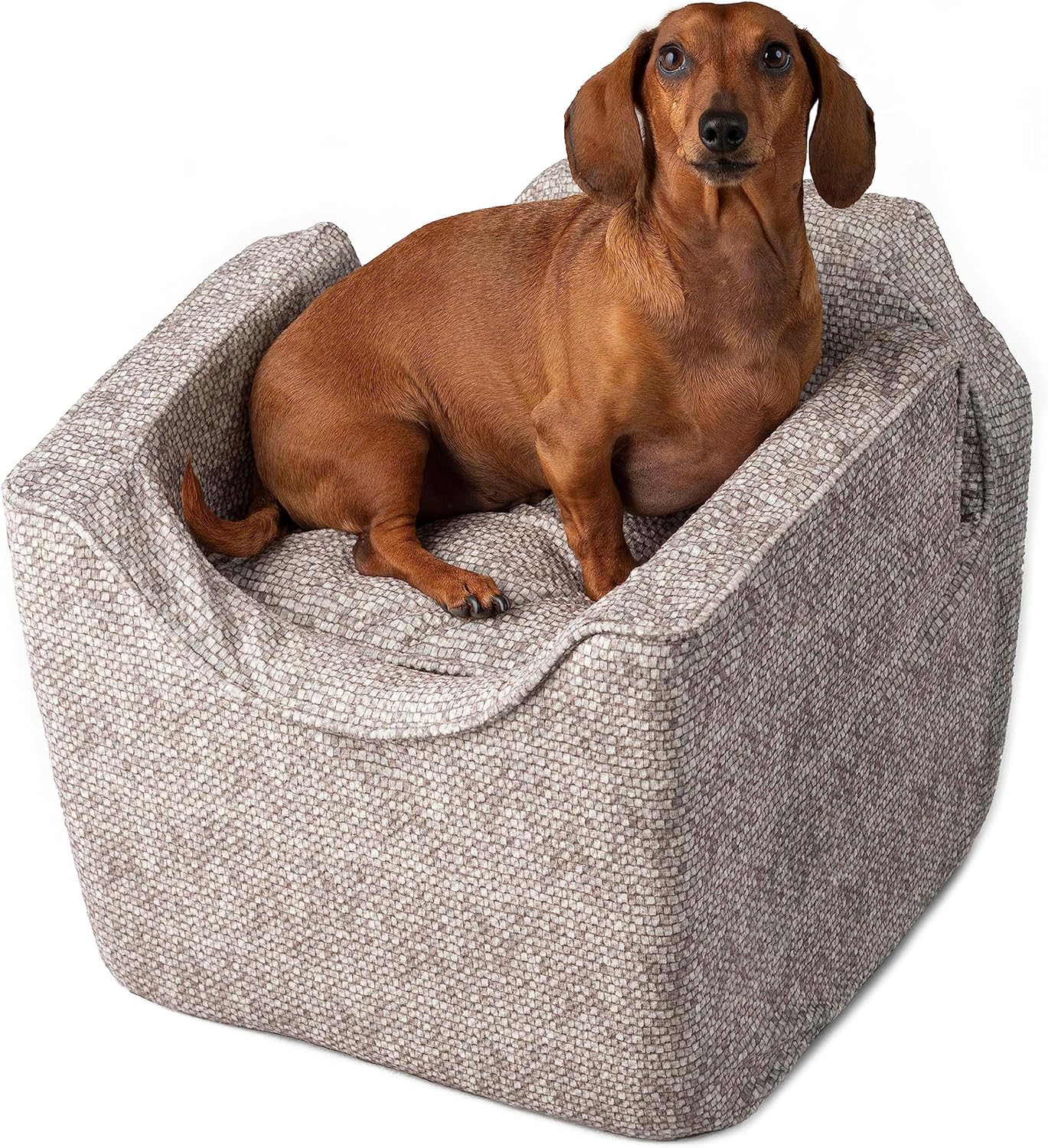 Snoozer Dog Car Seat: Lookout I Dog Booster Car Seat for Dogs Small 5-15 lbs, Size: Small, Fabric: Merlin Linen, Pet Car Seat to Alleviate Car Sickness for Dogs, Removable Machine Washable Cover