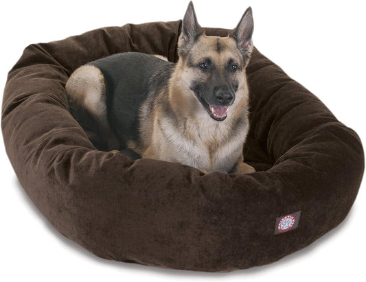 Majestic Pet 52 Inch Micro Velvet Calming Dog Bed Washable 52x35x11 (inch) – Cozy Soft Round Donut Dog Bed with Spine for Head Support -Pet Bed X- Large - Storm (2025)