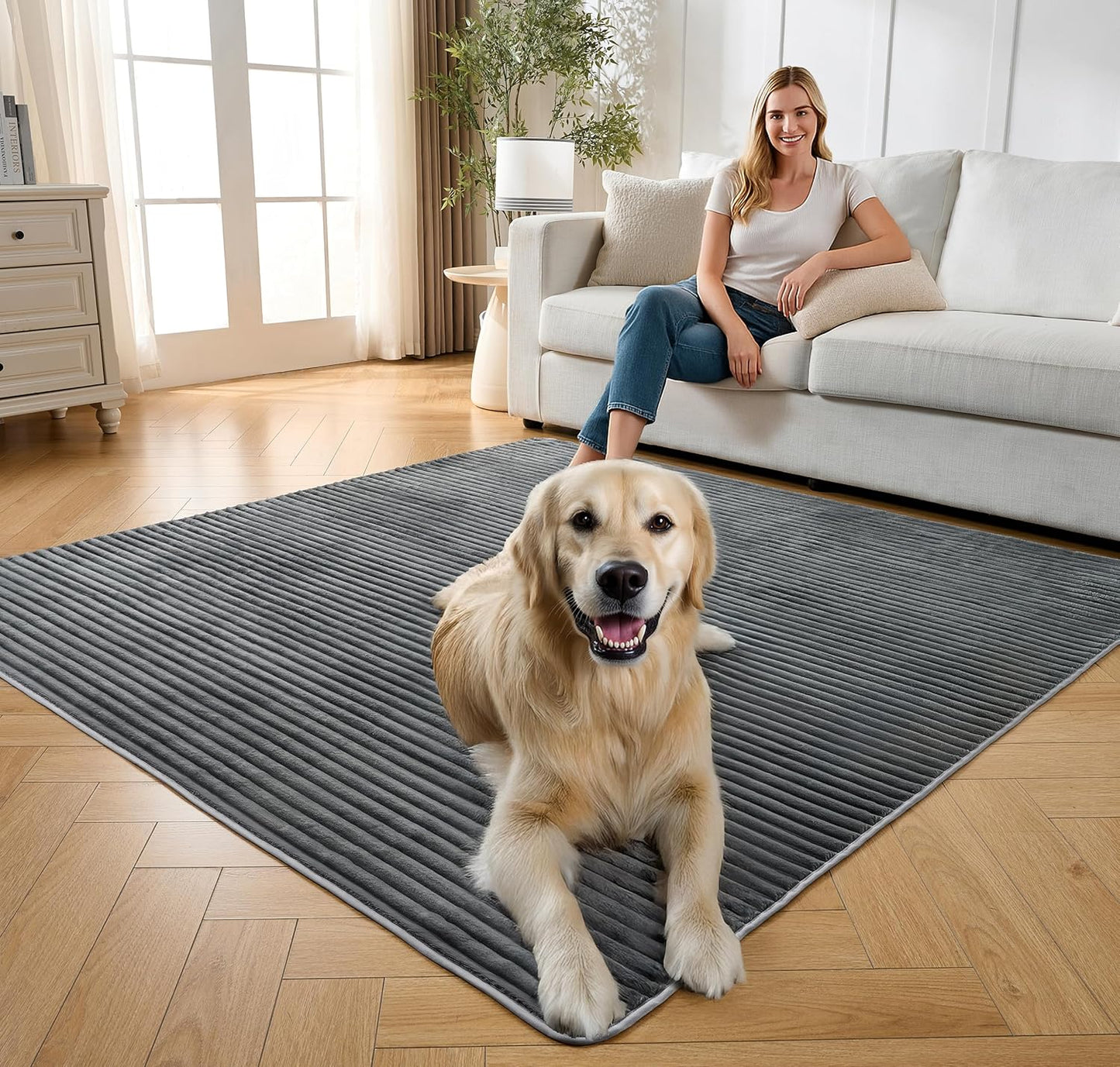 Flannel Washable Pee Pad for Dogs - 1 Pack Reusable Dog Pee Pads Extra Large, Fast Absorb Pet Playpen Mat with Non-Slip Back, Waterproof Puppy Training Pad. (Dark Grey, 72" X 72")