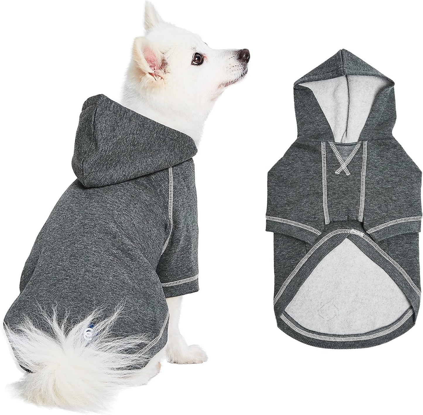 Blueberry Pet Essentials Soft & Comfy Better Basic Cotton Blend Dog Hoodie Sweatshirt in Charcoal Grey, Back Length 16", Pack of 1 Jacket for Dogs