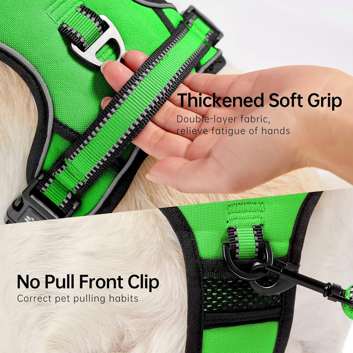 NESTROAD No Pull Dog Harness,Adjustable Oxford Dog Vest Harness with Leash,Reflective No-Choke Pet Harness with Easy Control Soft Handle for Small Dogs(Small,FluorescentGreen)